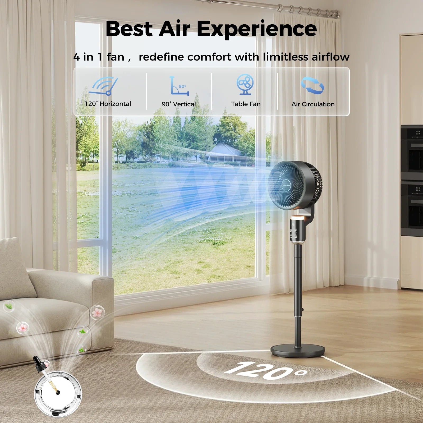 12 Inch Pedestal Fan with Remote & RGB Light