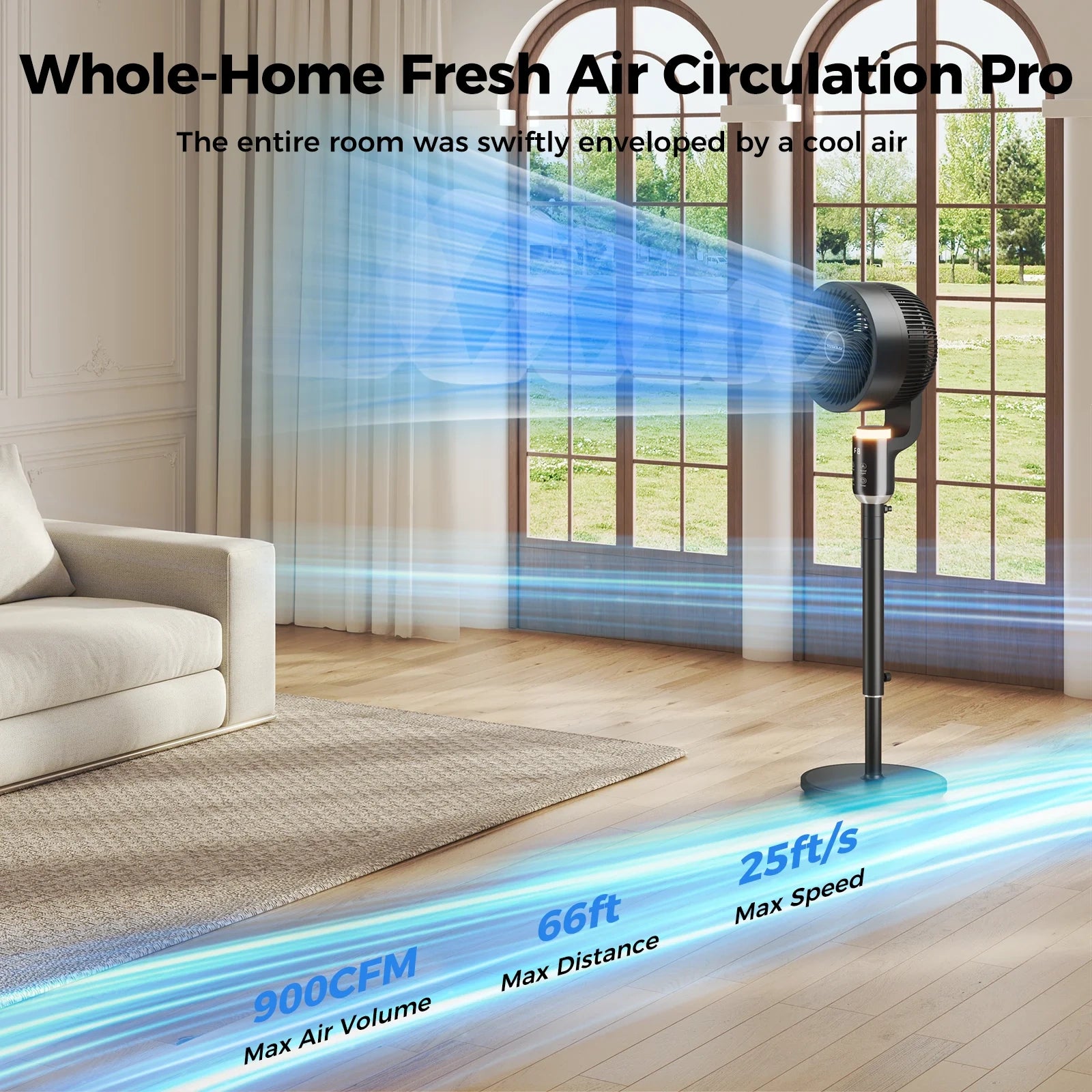 12 Inch Pedestal Fan with Remote & RGB Light
