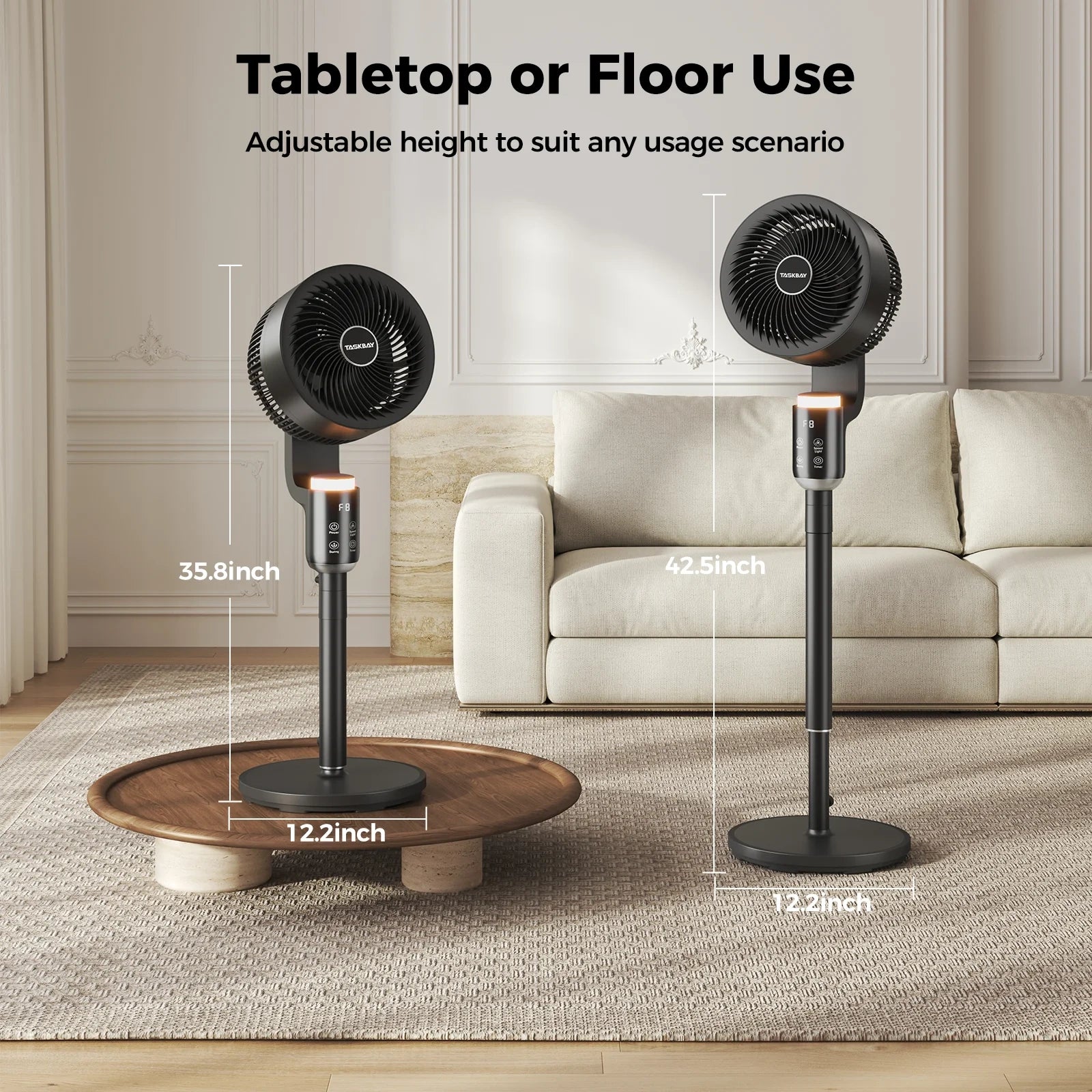 12 Inch Pedestal Fan with Remote & RGB Light