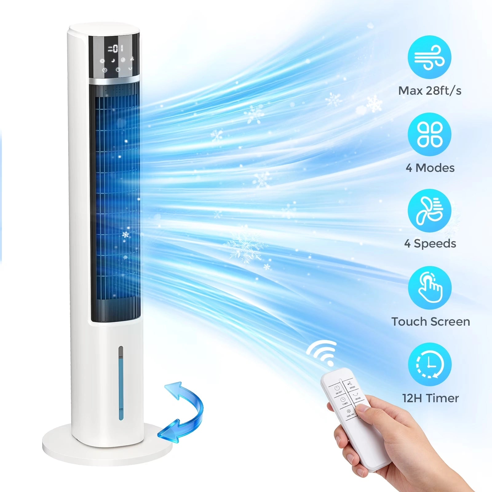 40 inch Evaporative Air Cooler Tower Fan with 2 Ice Crystal Boxes