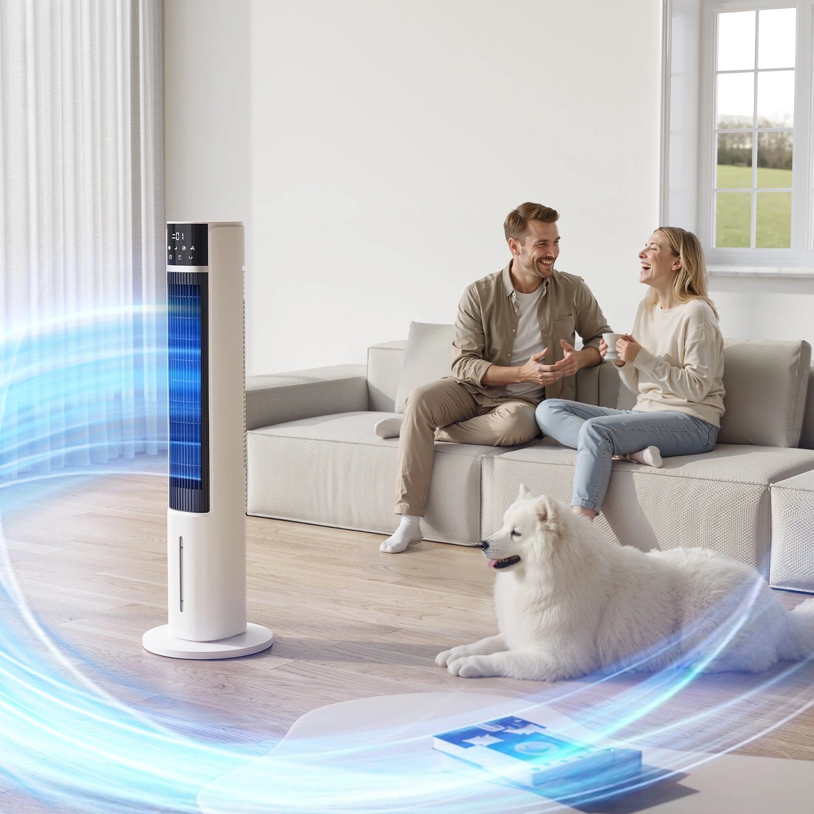 40 inch Evaporative Air Cooler Tower Fan with 2 Ice Crystal Boxes