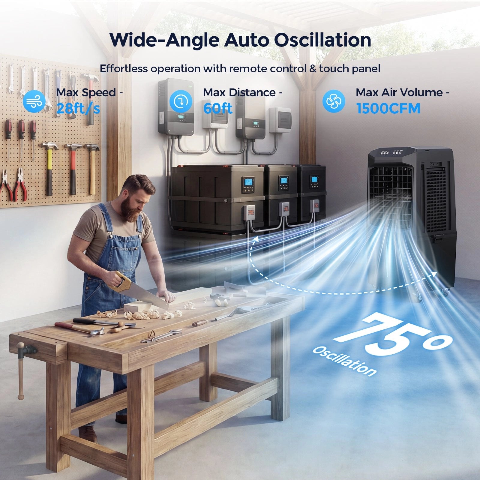 75° Auto Swing Air Cooling Fan