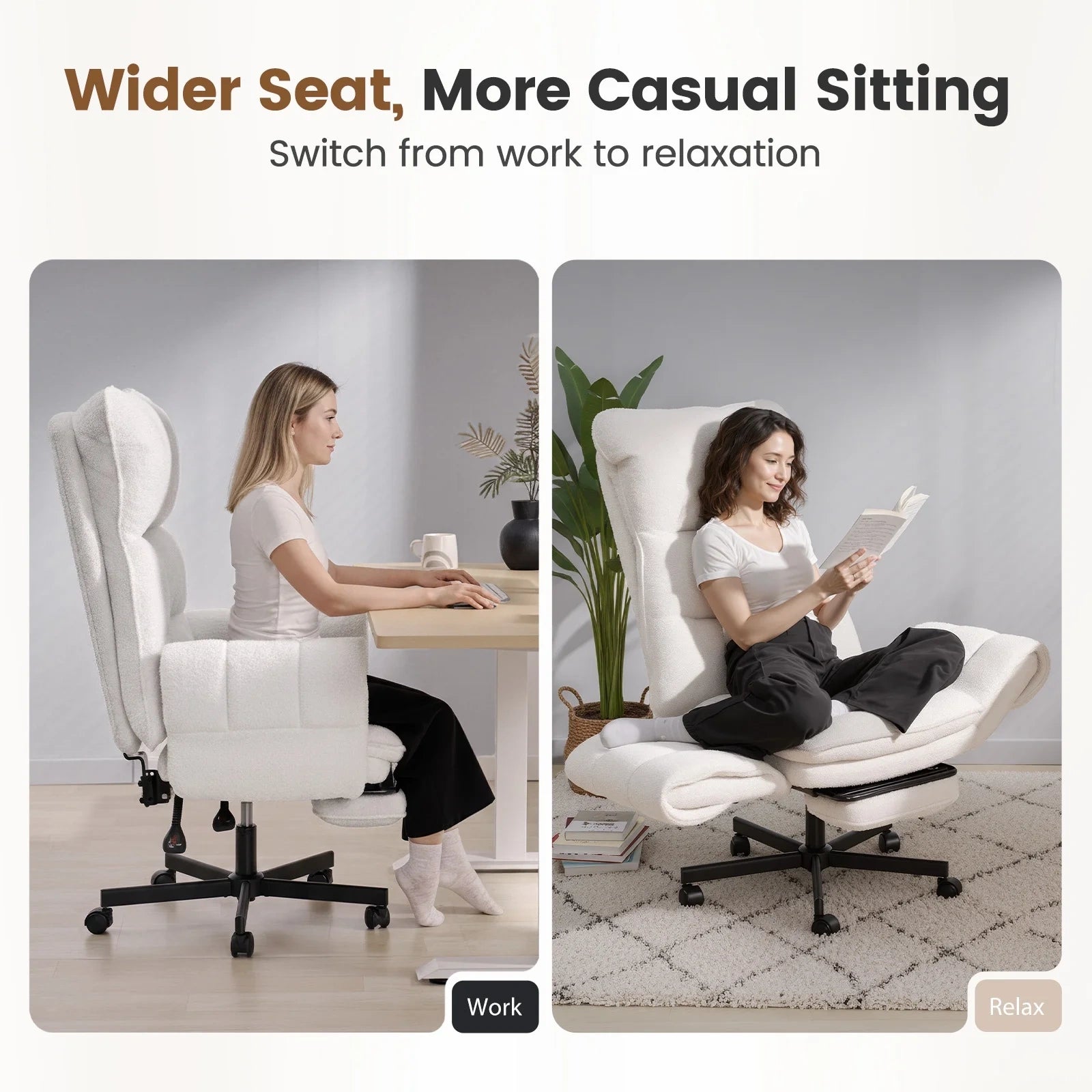LBGYZ04 Big and Tall Office Chair, Teddy Plush Ergonomic Desk Chair