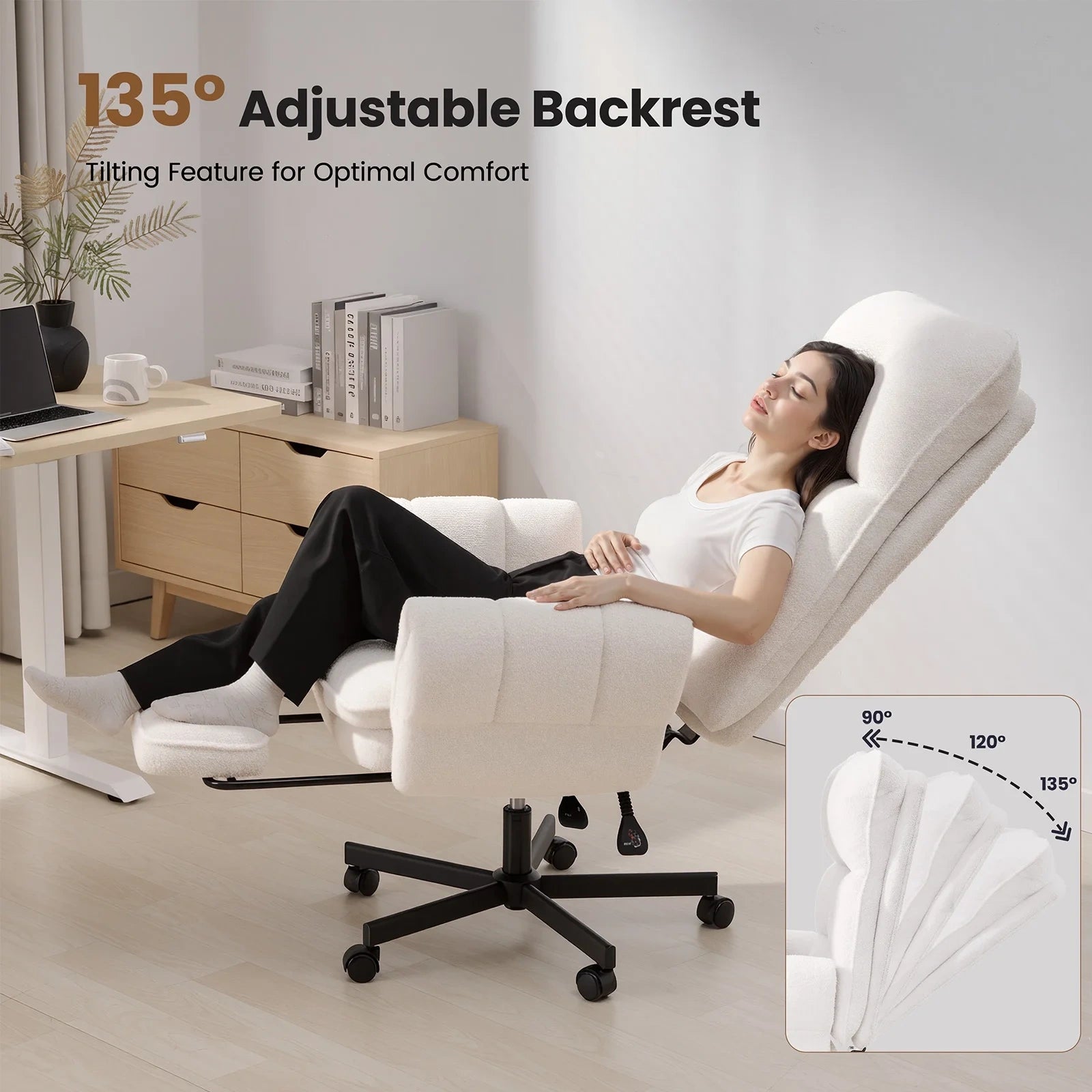 LBGYZ04 Big and Tall Office Chair, Teddy Plush Ergonomic Desk Chair