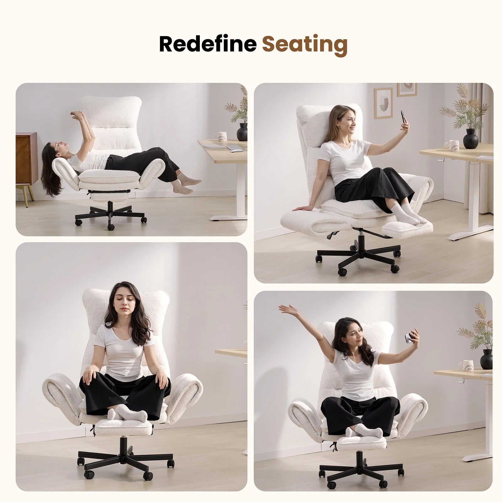 LBGYZ04 Big and Tall Office Chair, Teddy Plush Ergonomic Desk Chair