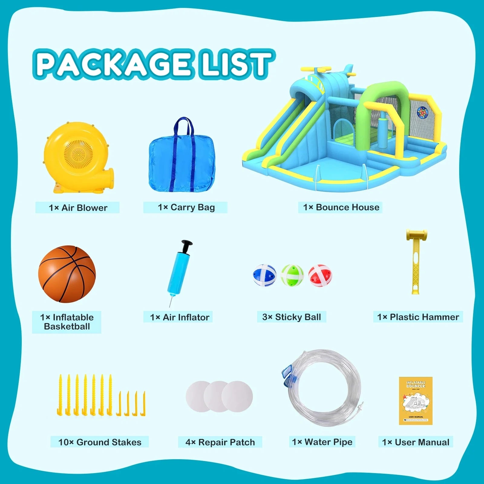 12-in-1 Large Inflatable Water Slide Bounce House