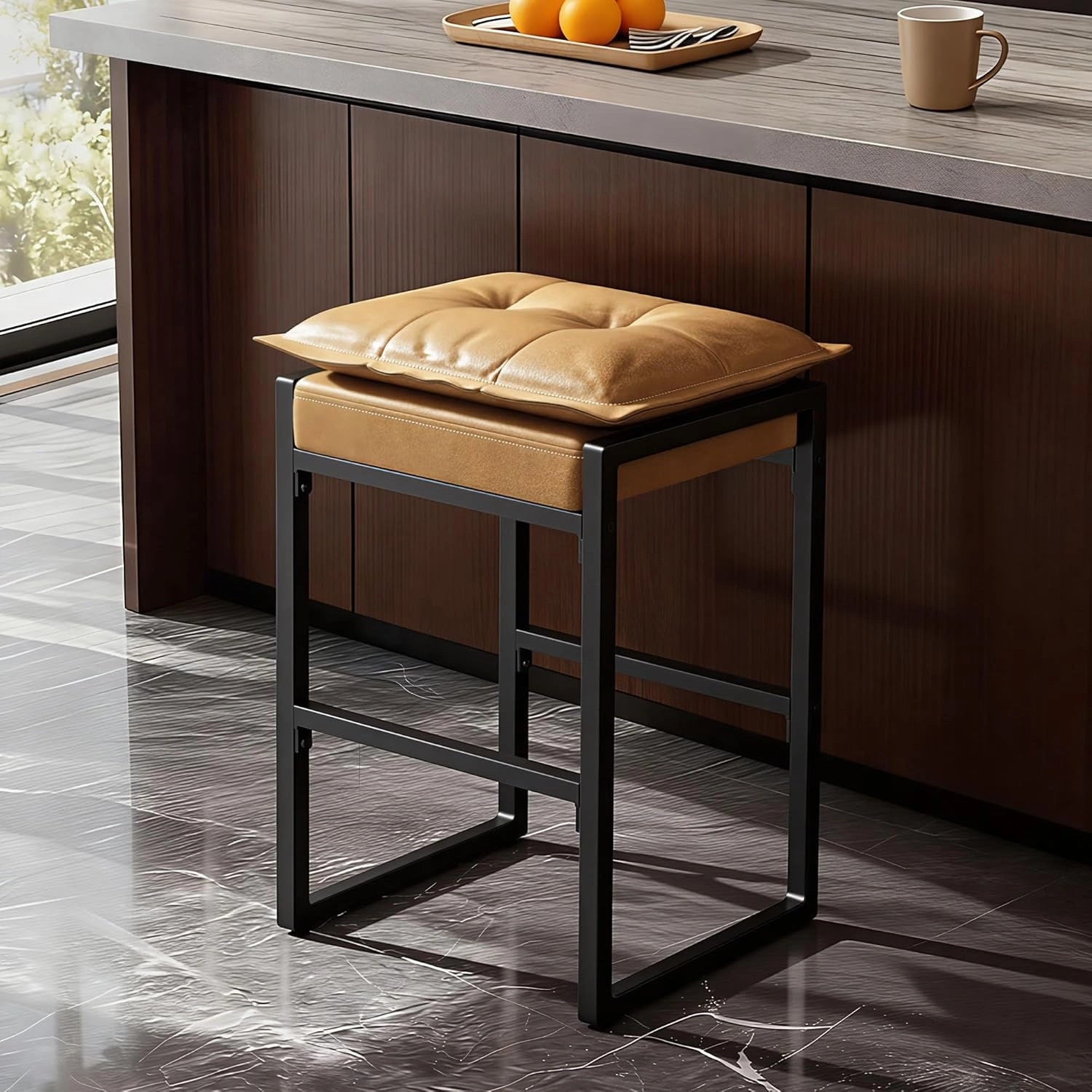 Modern Counter-Height Bar Stools with Double-Layer Cloud Cushions