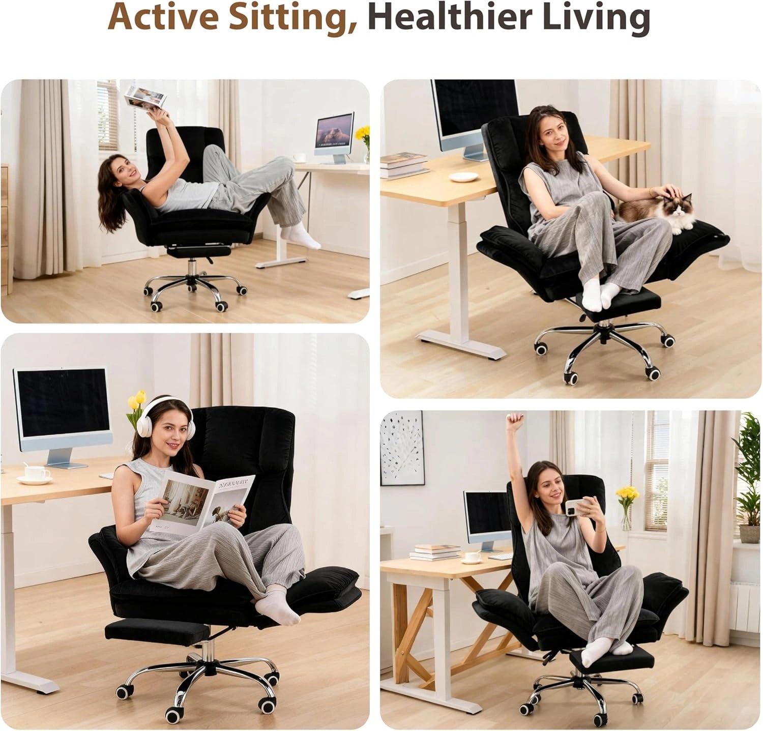 Big and Tall Office Chair with Flip-Up Armrests,Black