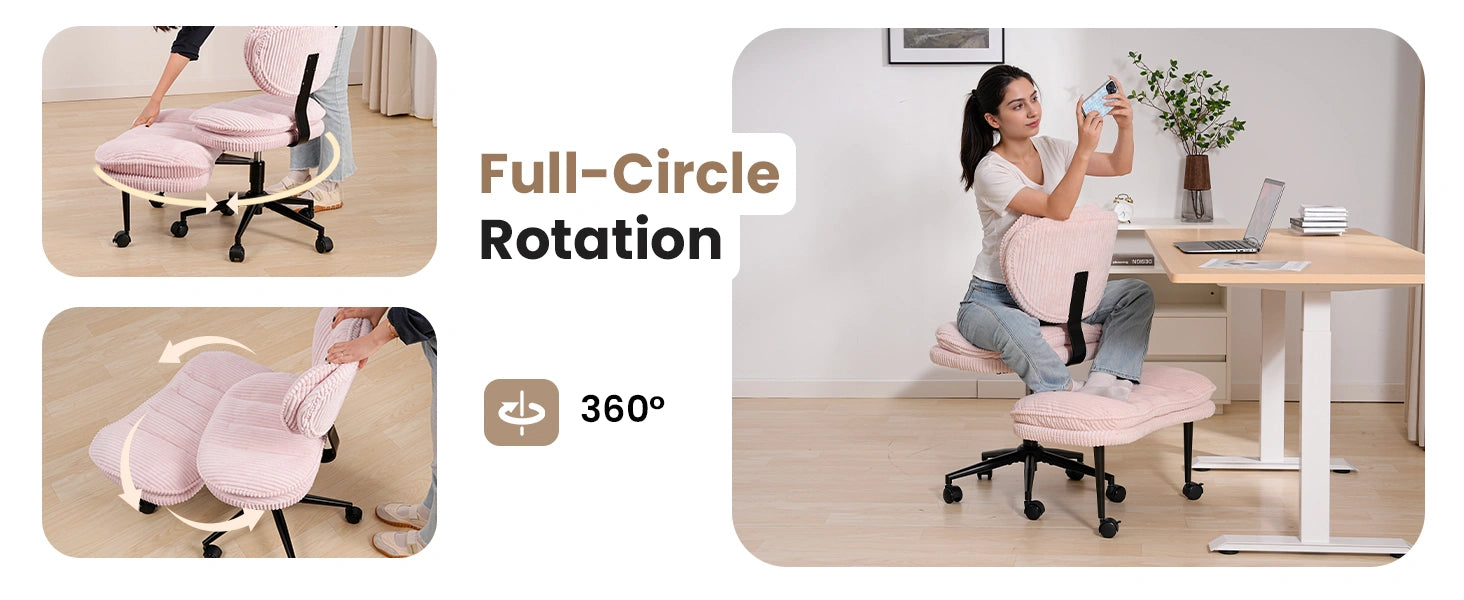 Extra-Wide Tall Cross-Legged Office Chair – Pink - buyglobal.com