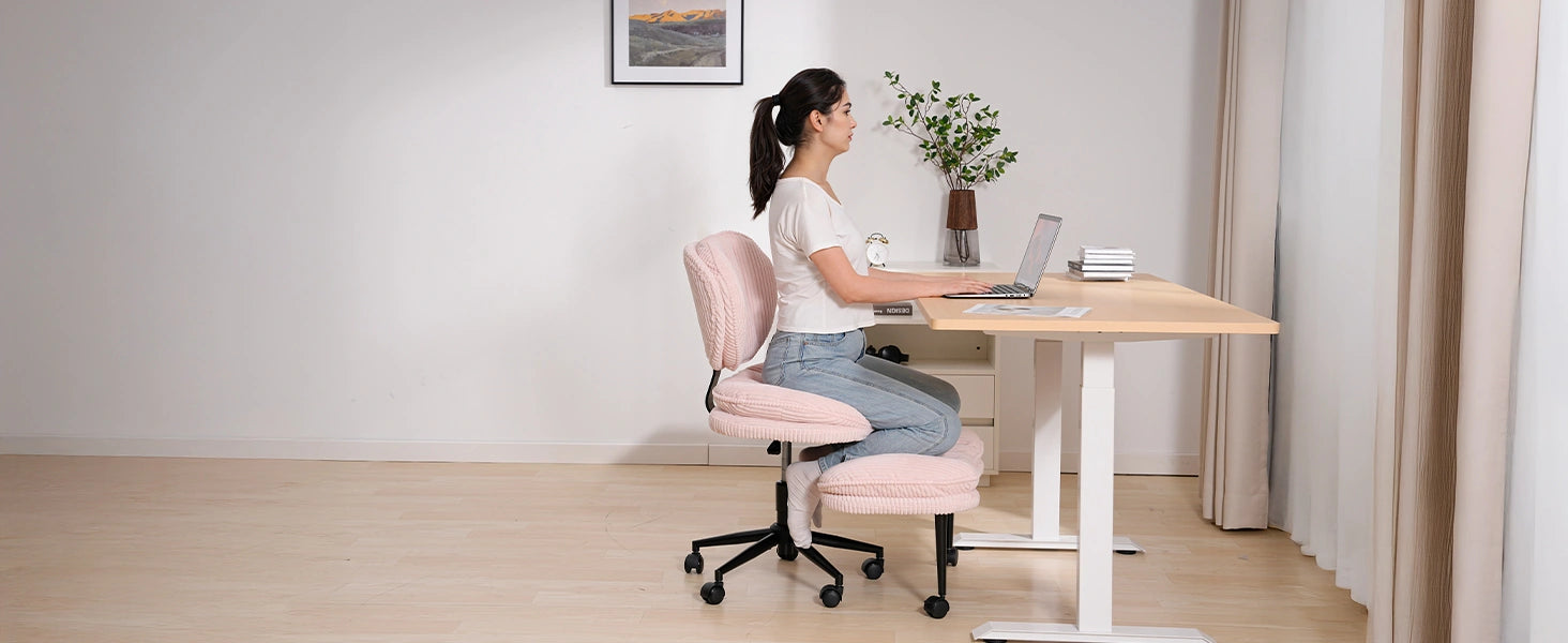 Extra-Wide Tall Cross-Legged Office Chair – Pink - buyglobal.com
