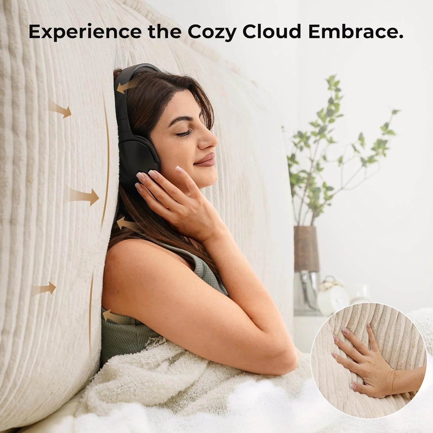 Upholstered Bed Frame with 51" Tall Headboard