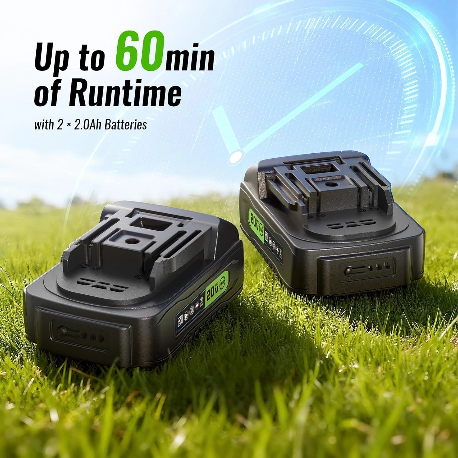 20V 360RPM Electric Garden Tiller (2 x Batteries)