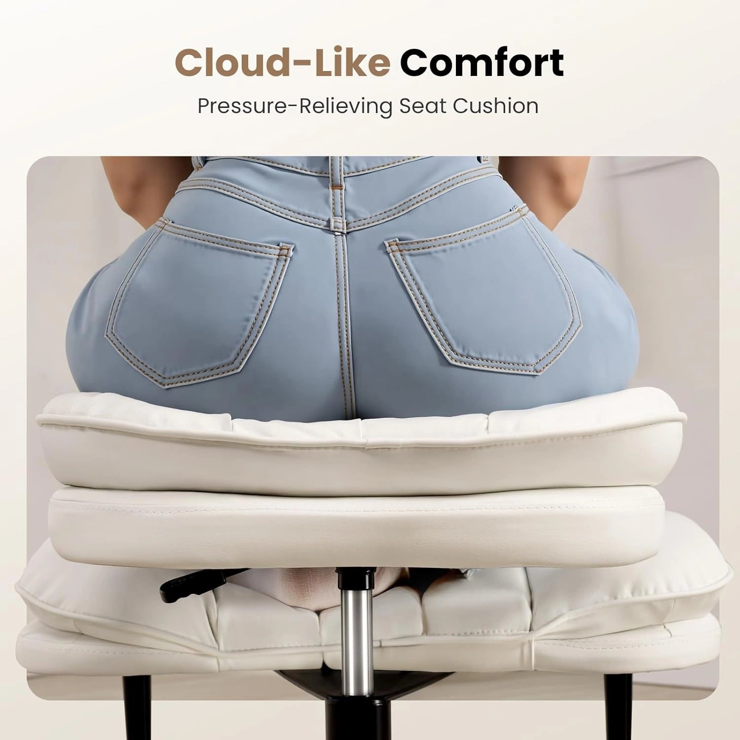 Cross-Legged Office Chair with Cloud Seat-Black/White