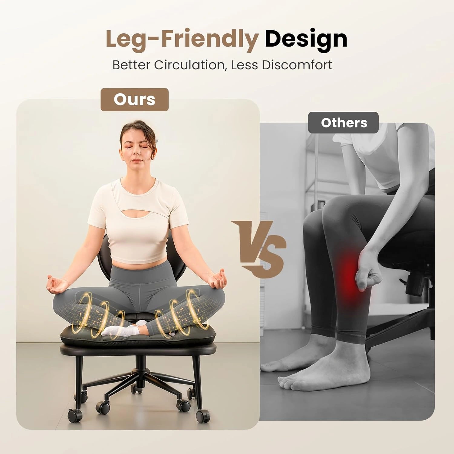 Cross-Legged Office Chair with Cloud Seat-Black/White