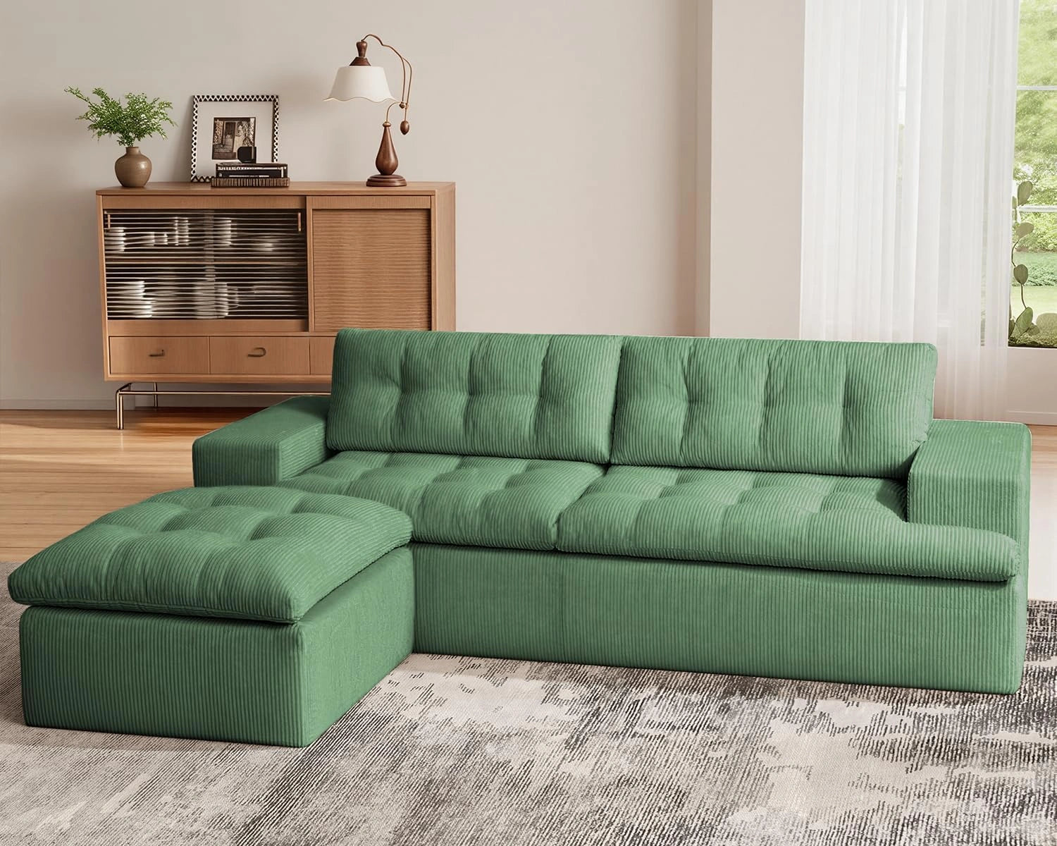 85 Inch L-Shaped Cloud Sectional Boneless Sofa