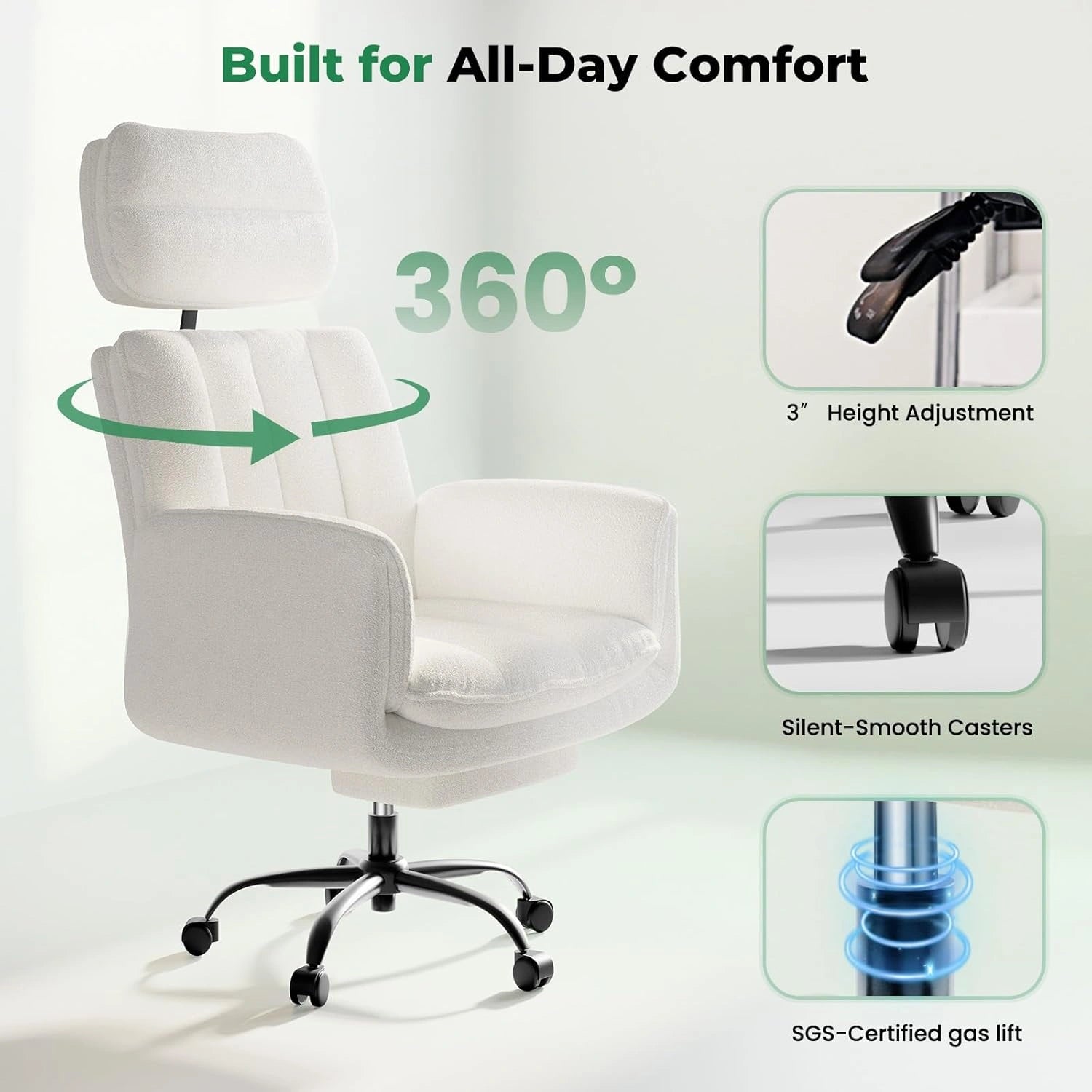 Big and Tall Office Chair with Armrests & Footrest