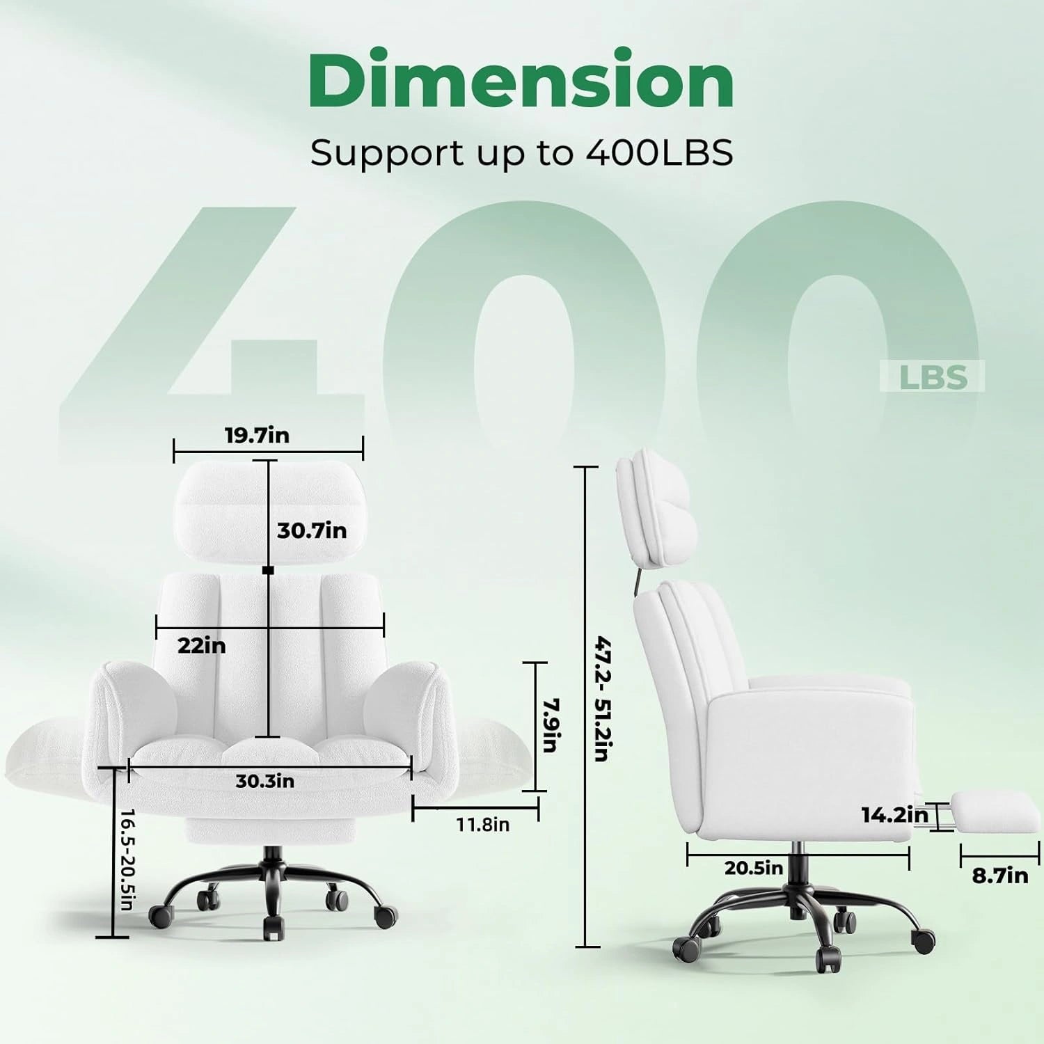 Big and Tall Office Chair with Armrests & Footrest