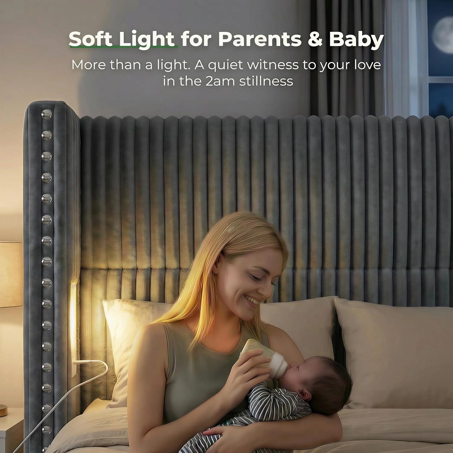 Bed Frame with 56.7" Tall Headboard & Reading Lights