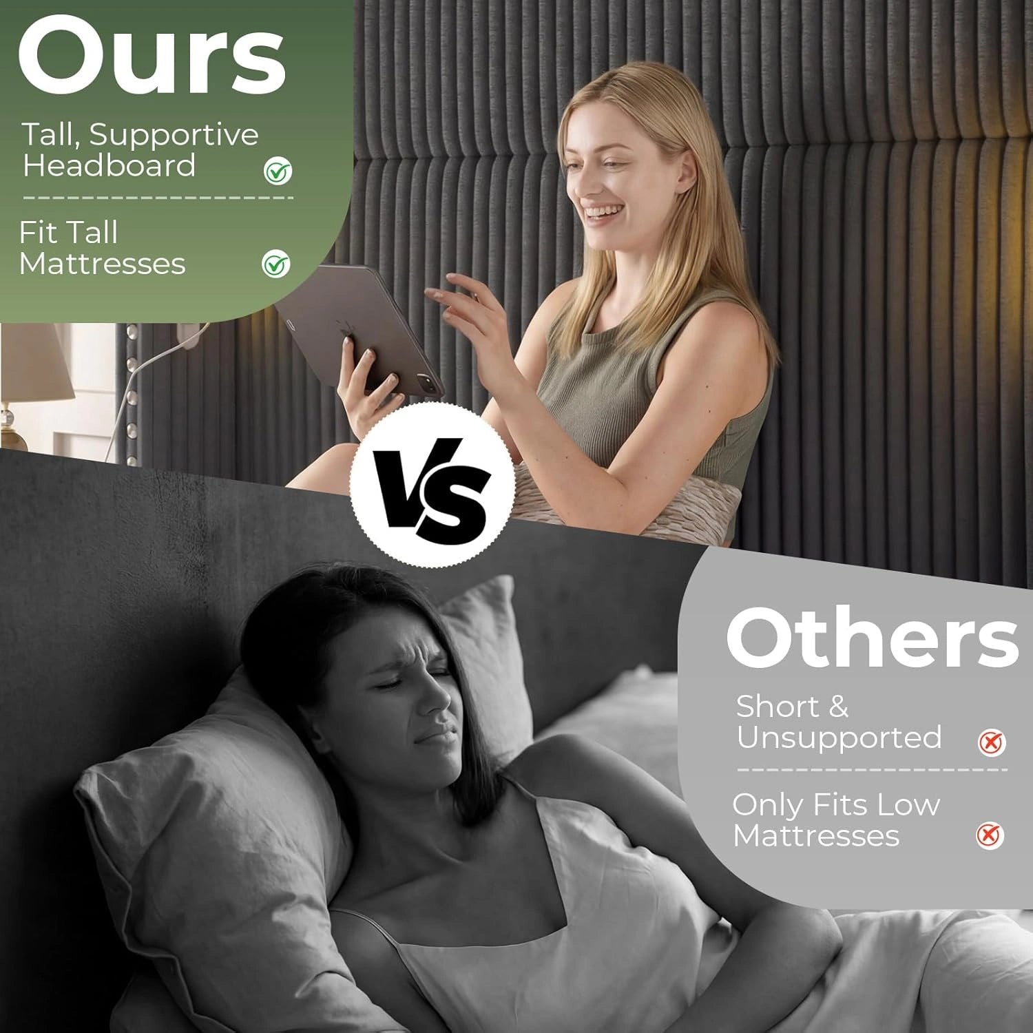 Bed Frame with 56.7" Tall Headboard & Reading Lights