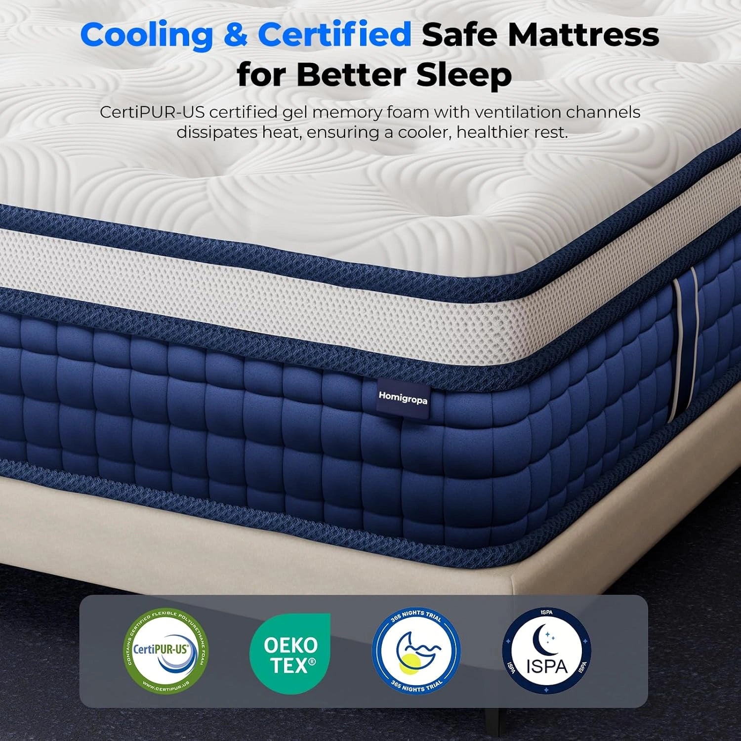 Cooling Hybrid Mattress with Gel Memory Foam and Pocket Coils(10–12")