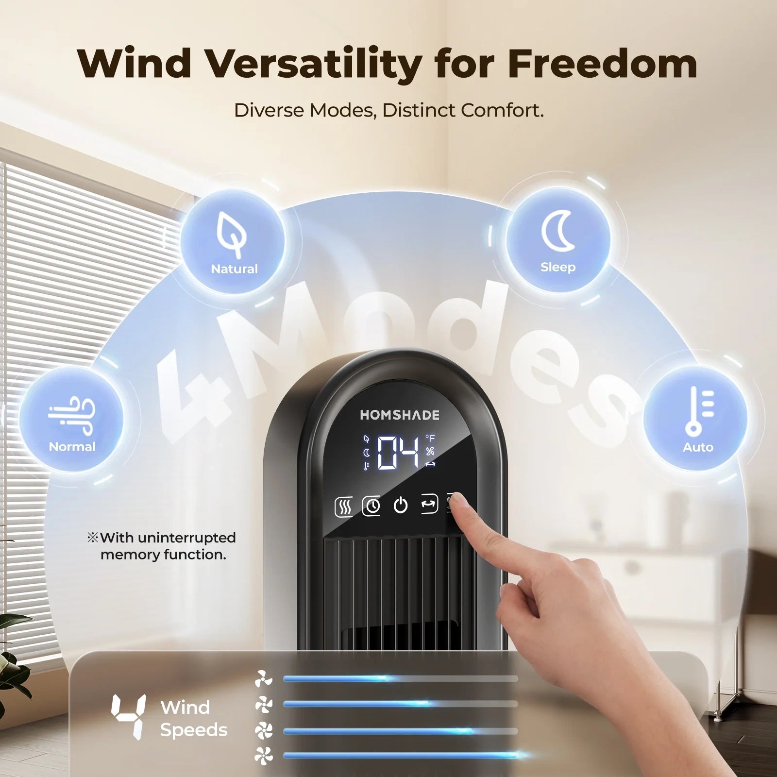 36 Inch Quiet Tower Fan with Remote LED Touchscreen
