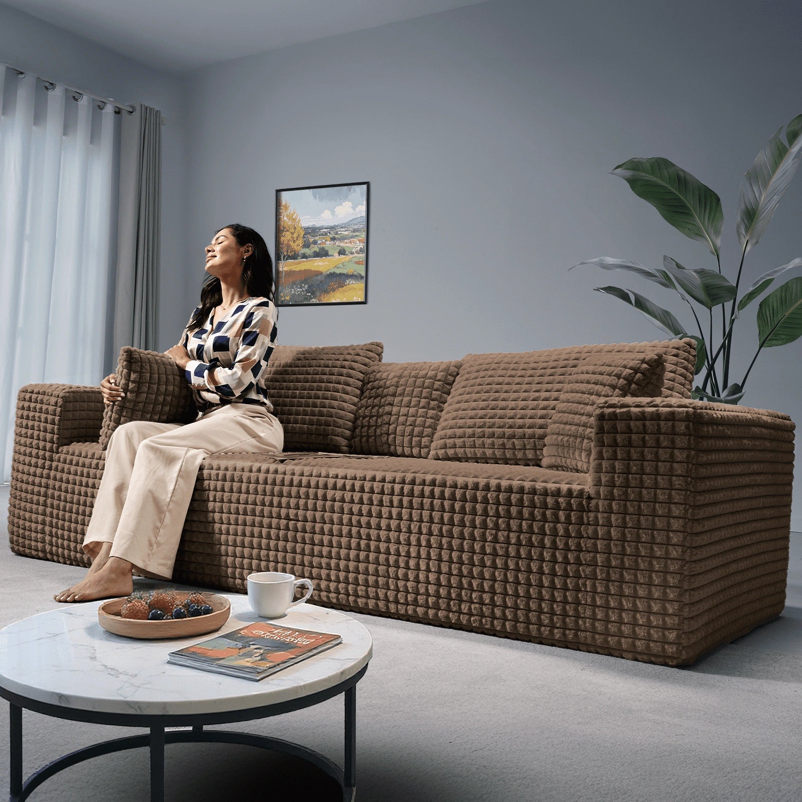 101 Inch 3-Seater Cloud Sectional Sofa