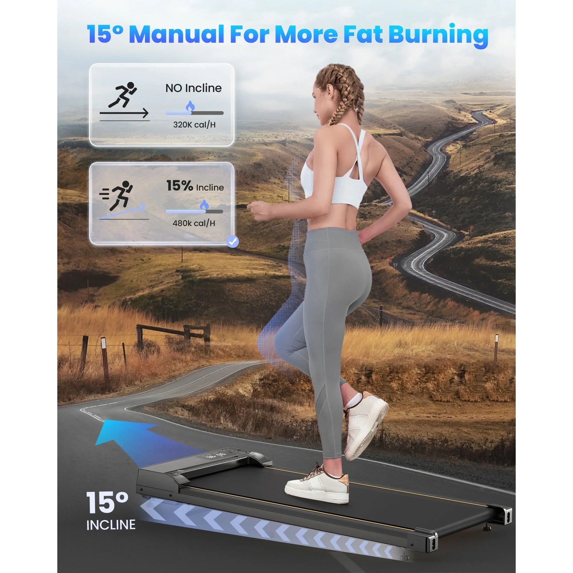 JT31 15° Incline Treadmill Walking Pad
