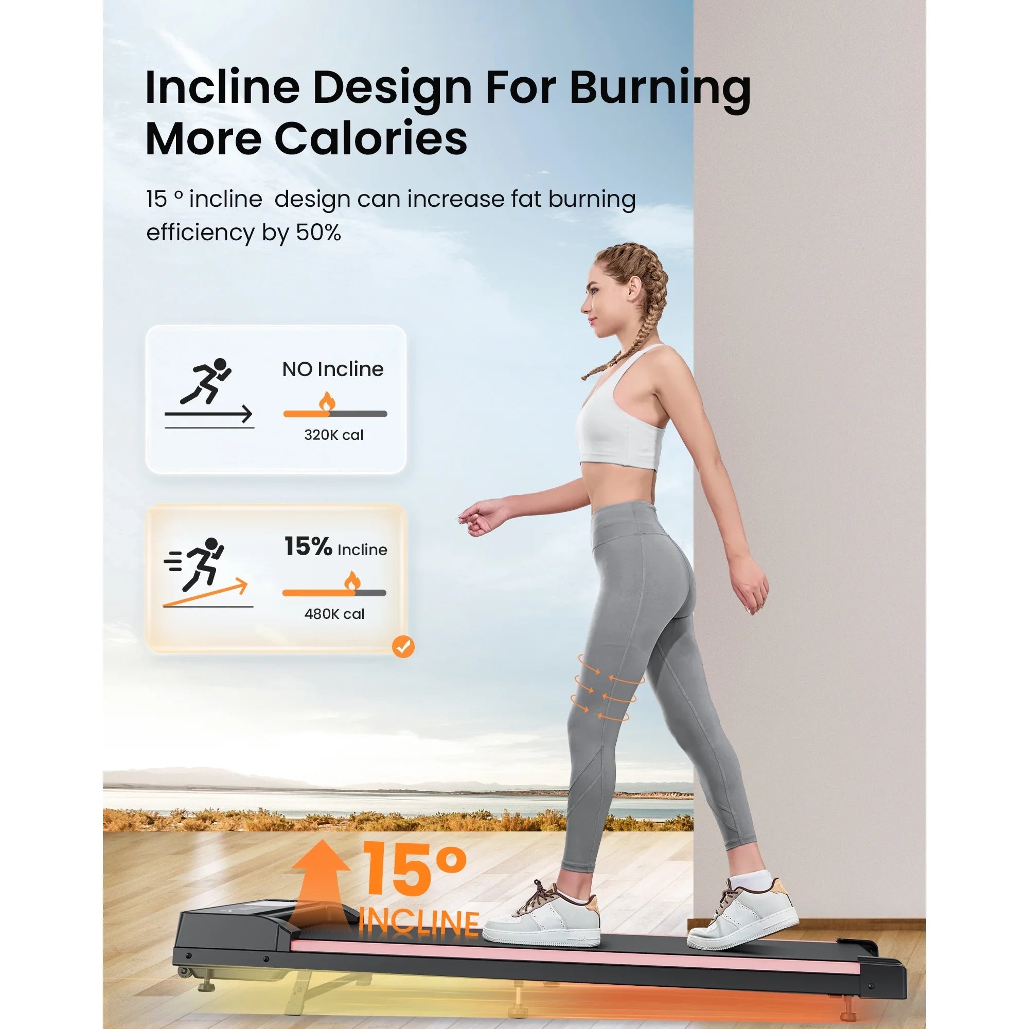 JT31 15° Incline Treadmill Walking Pad