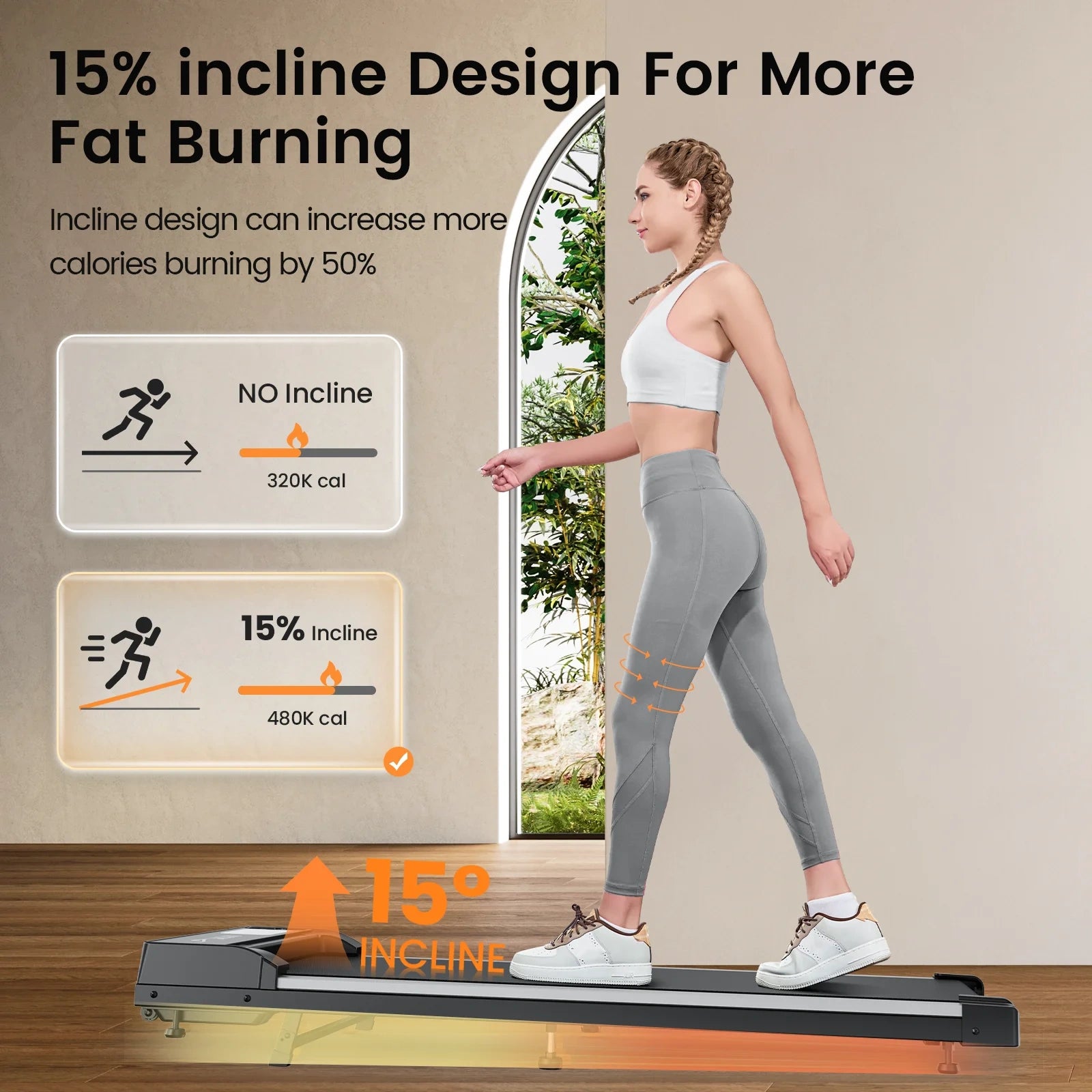 JT31 15° Incline Treadmill Walking Pad