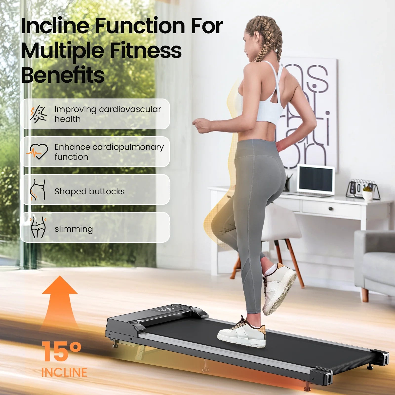 JT31 15° Incline Treadmill Walking Pad