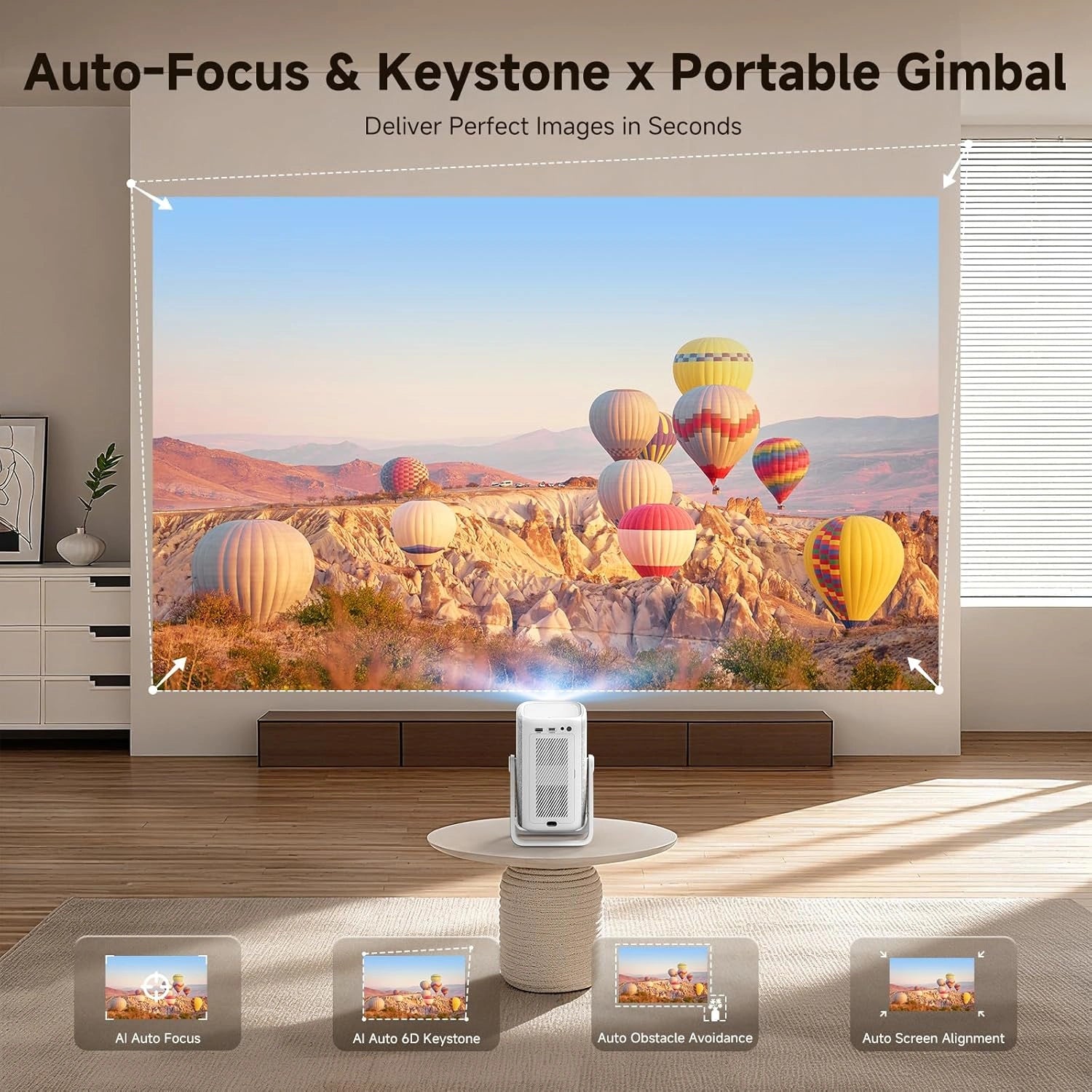 4K Short Throw Outdoor Projector with Built-In Apps