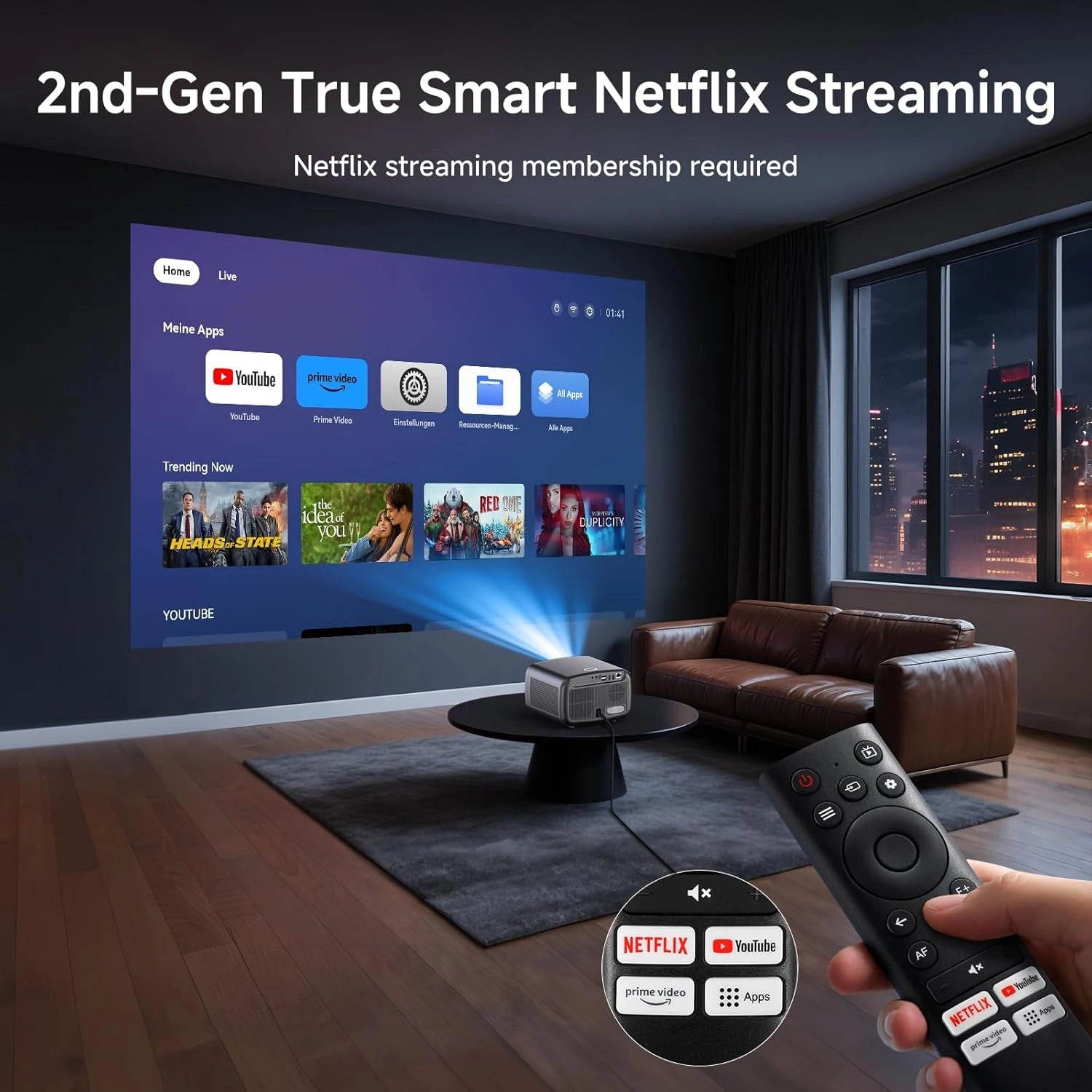 Smart 4K Projector with Built-in Apps