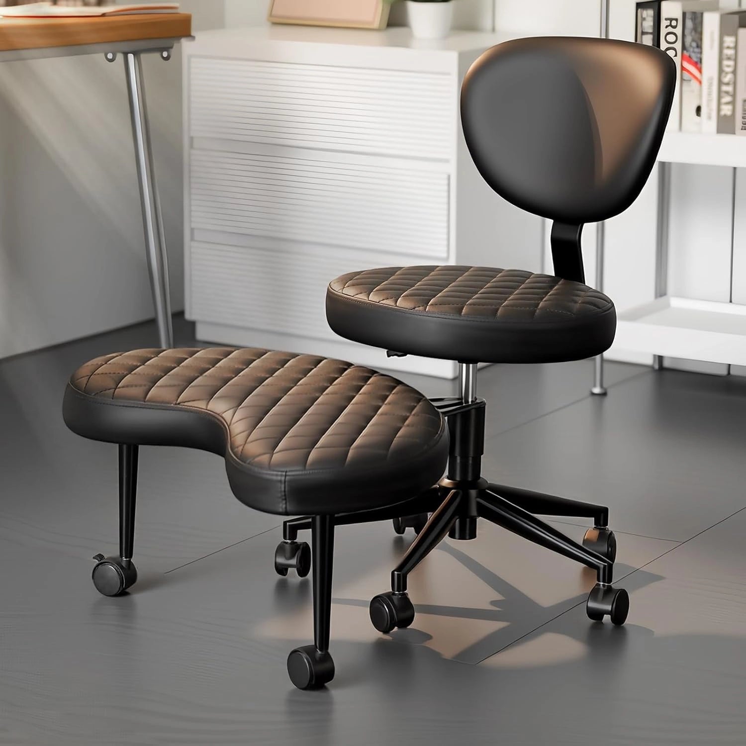 Diamond-Stitch Cross Legged Office Chair