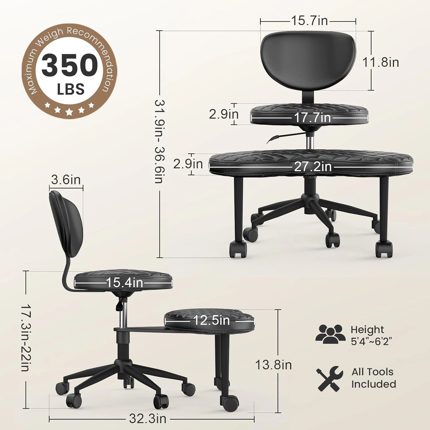 Diamond-Stitch Cross Legged Office Chair