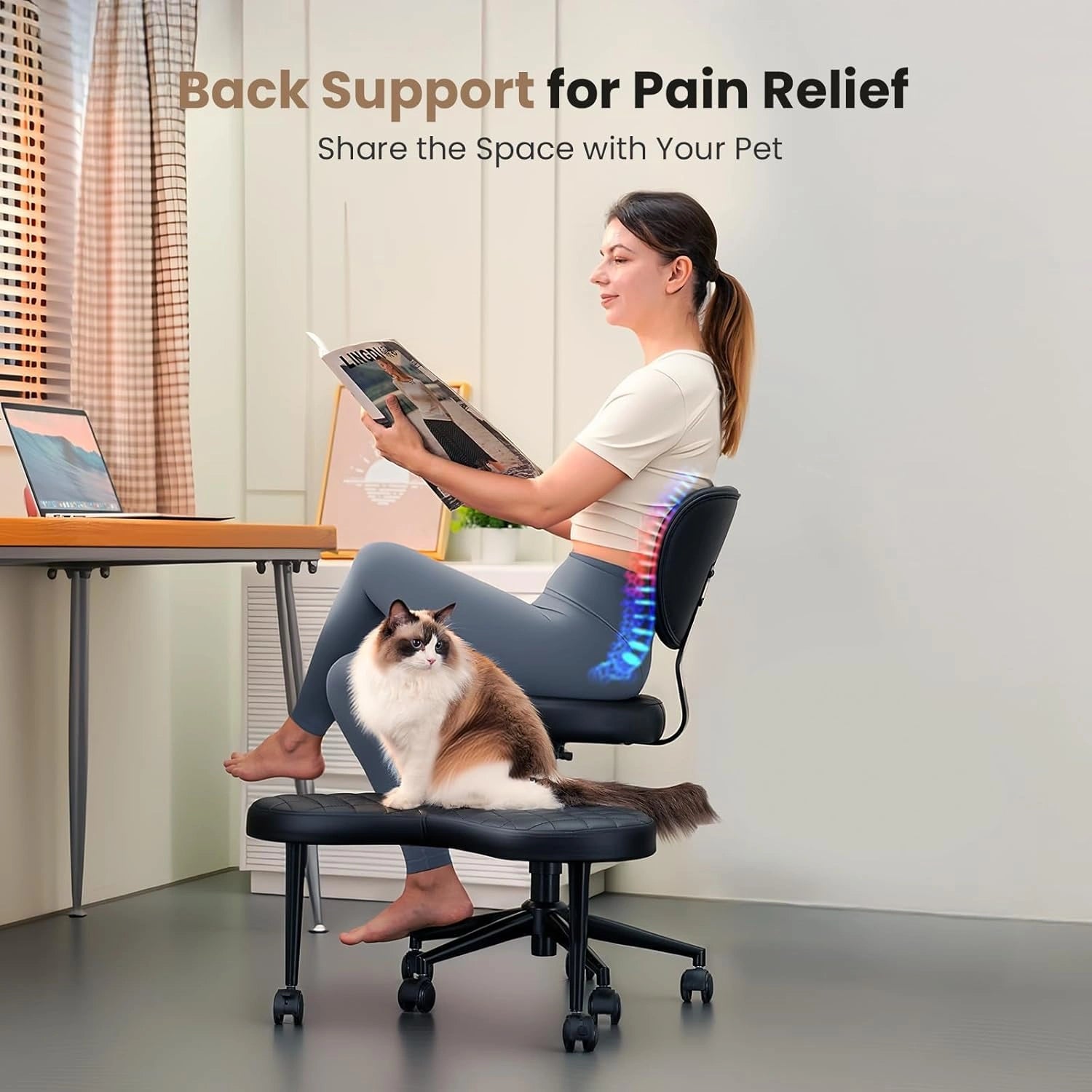 Diamond-Stitch Cross Legged Office Chair