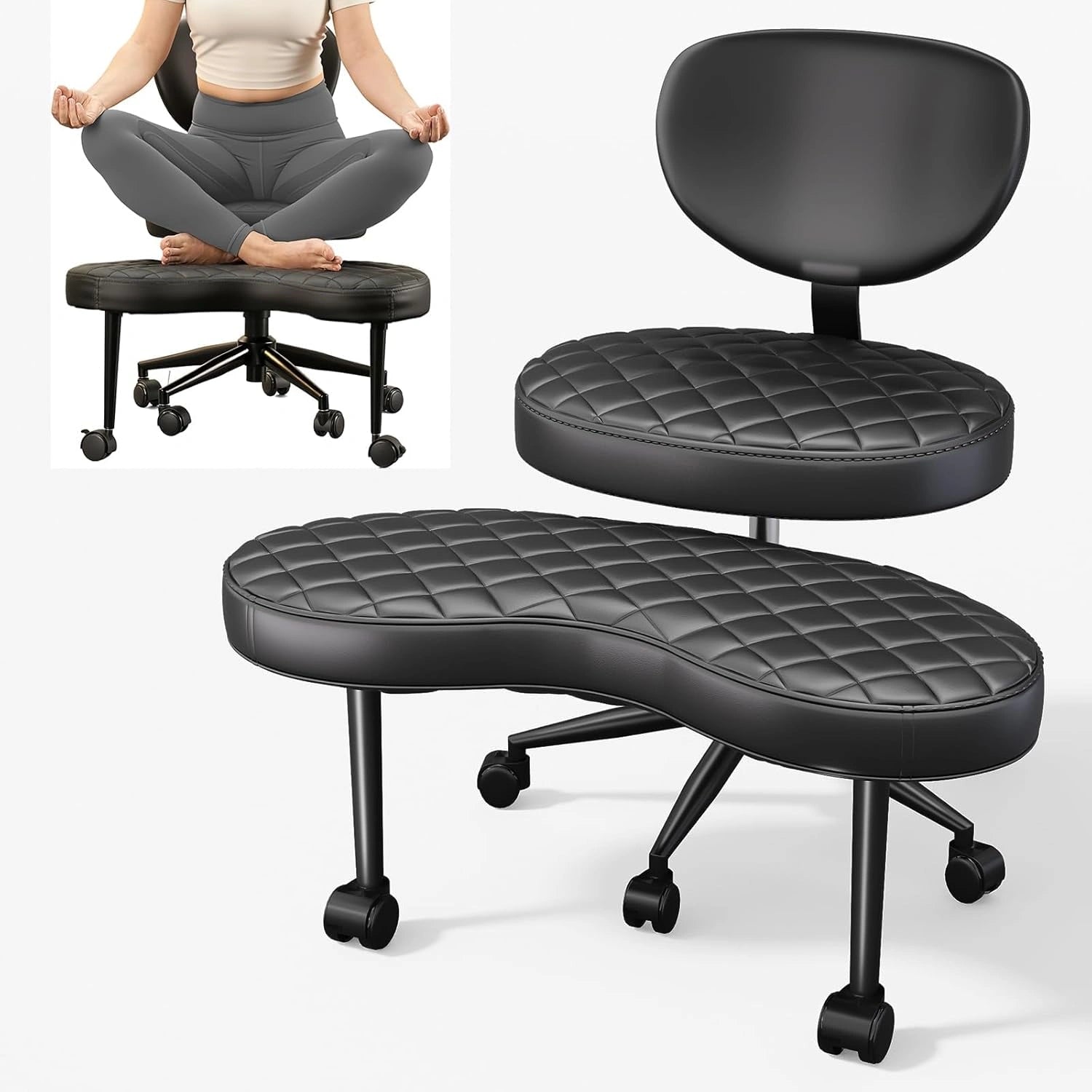 Diamond-Stitch Cross Legged Office Chair