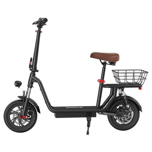 i12 Electric Scooter with Seat & Rear Basket  500W Motor  36V 7.5Ah Battery