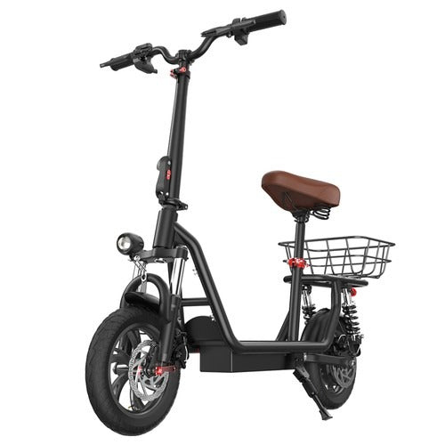 i12 Electric Scooter with Seat & Rear Basket  500W Motor  36V 7.5Ah Battery