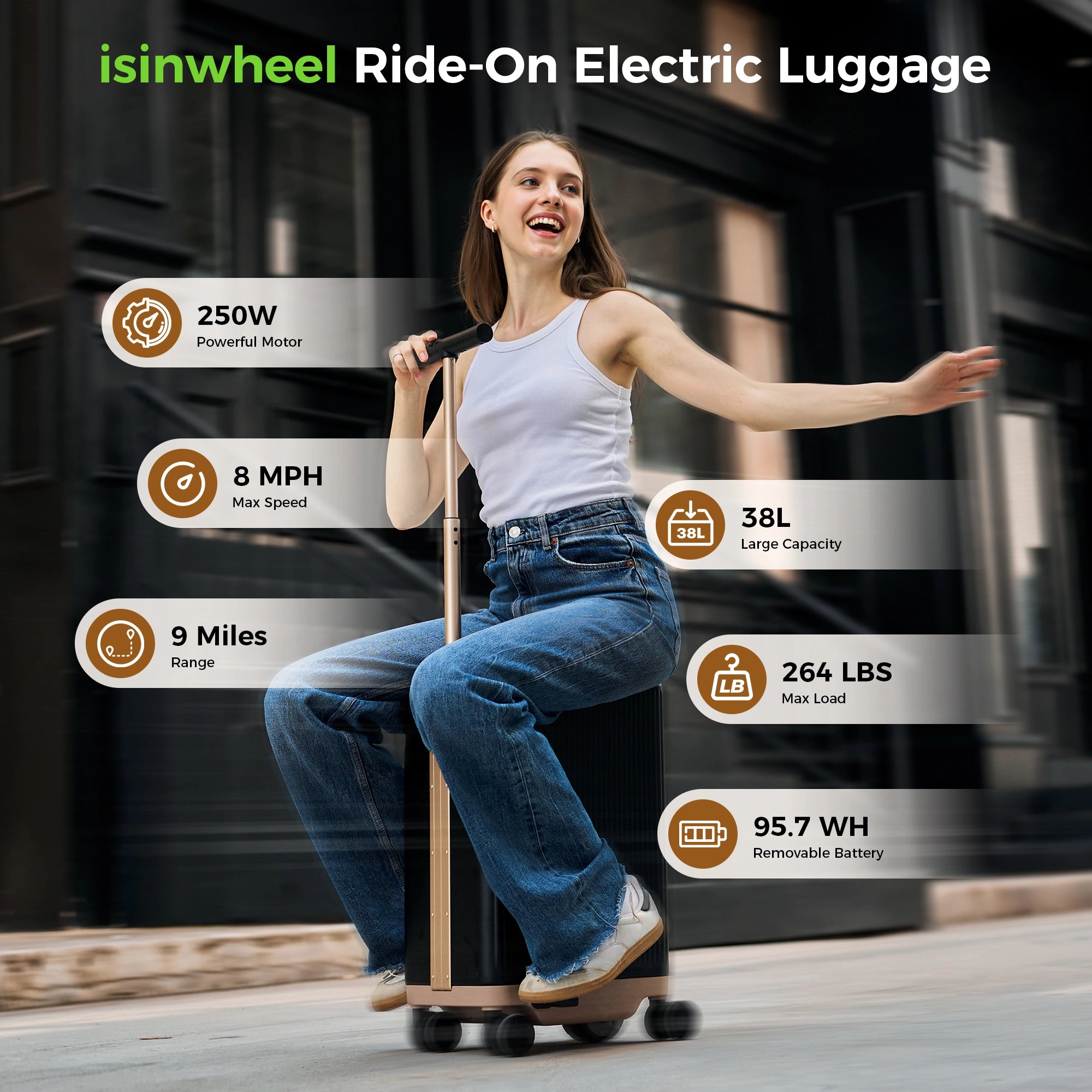 Smart Rideable Electric Scooter Luggage