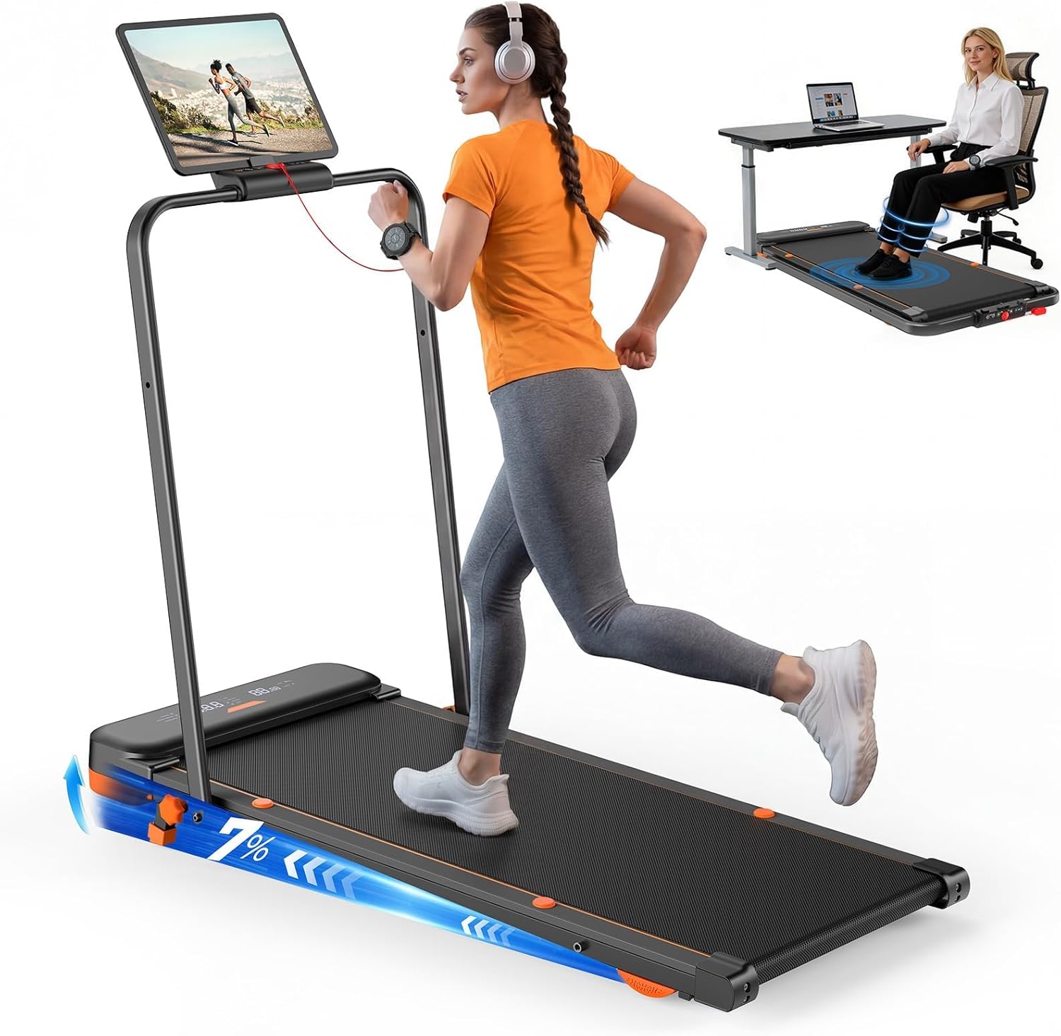 JT56 Walking Pad with Incline and Vibration, Under Desk Treadmill