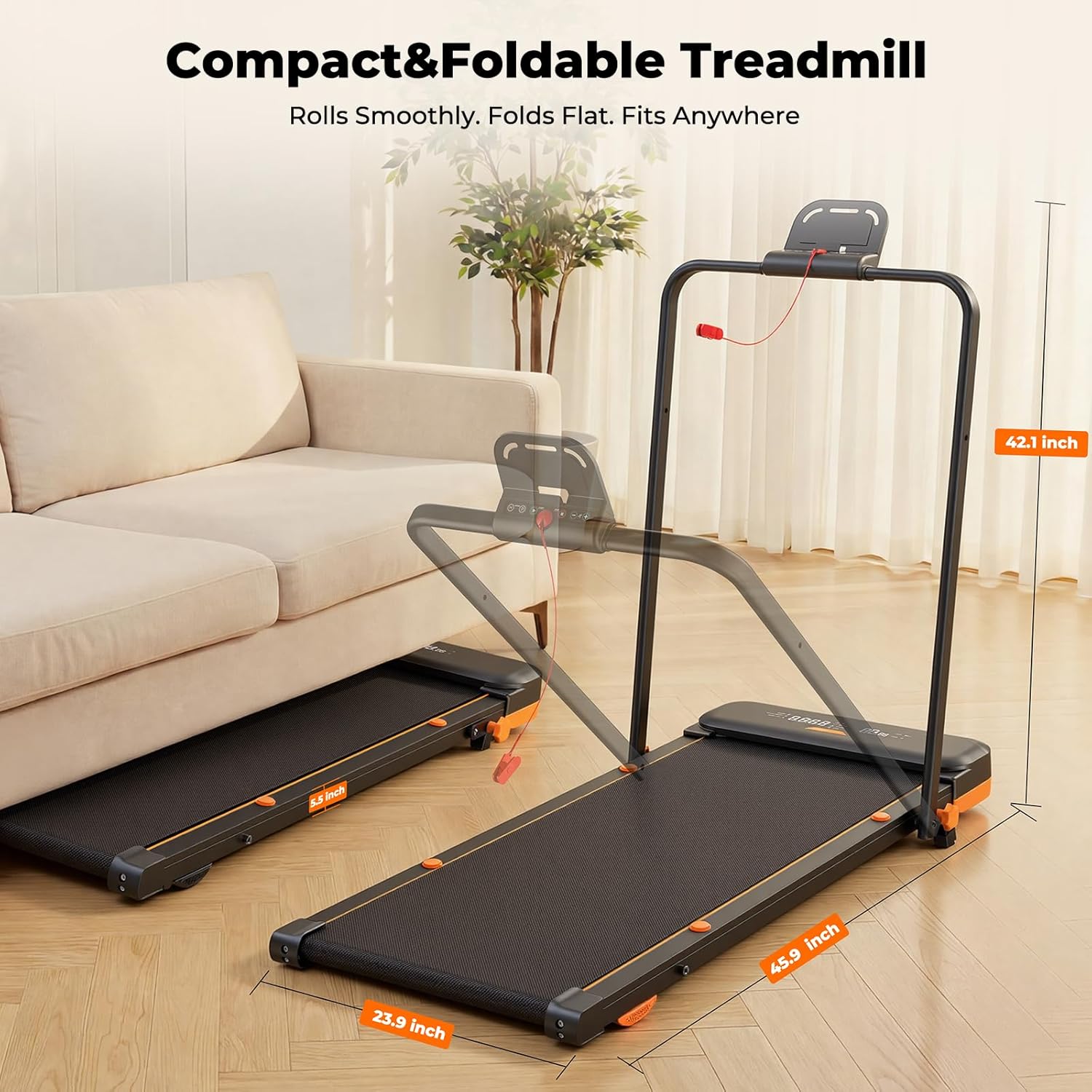 JT56 Walking Pad with Incline and Vibration, Under Desk Treadmill