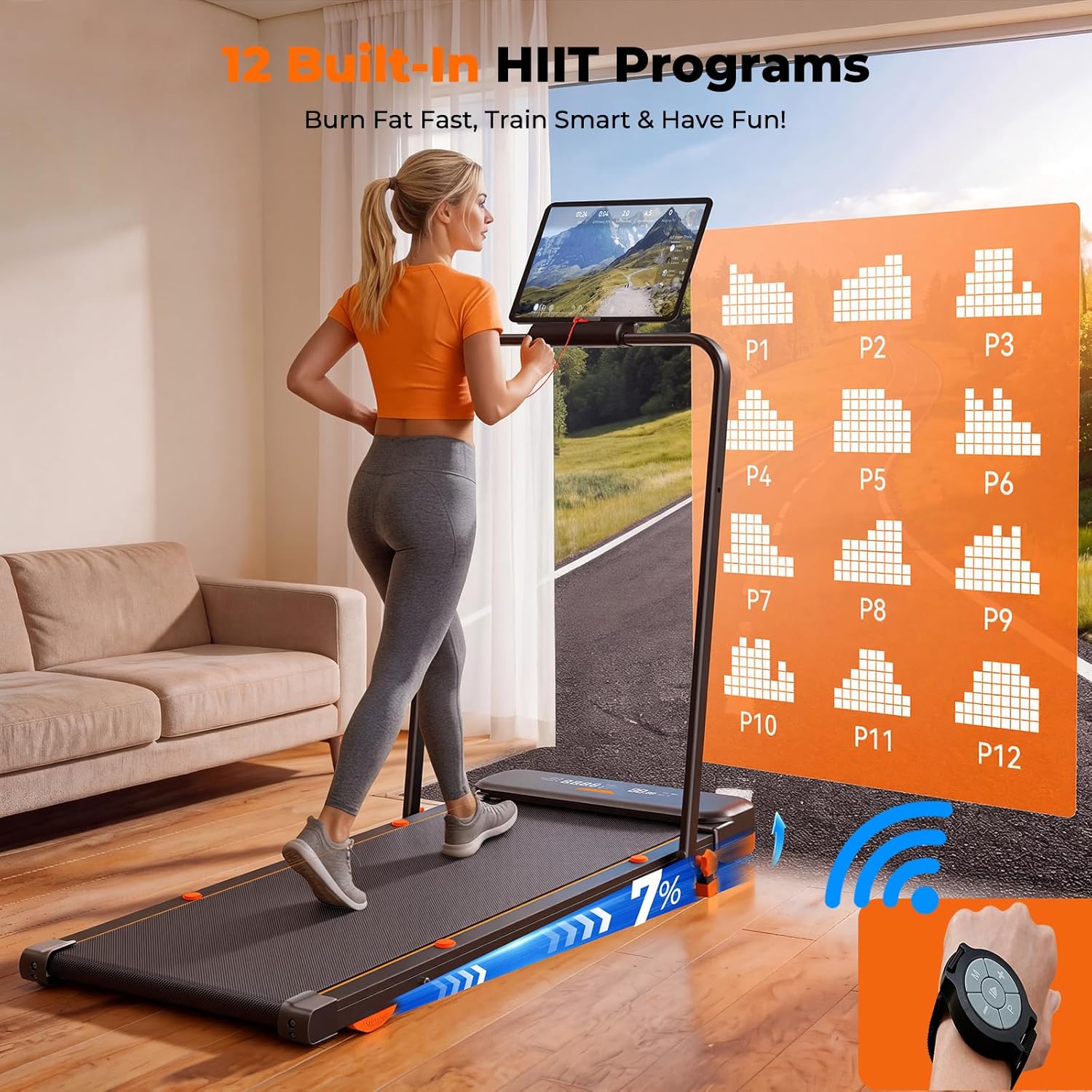 JT56 Walking Pad with Incline and Vibration, Under Desk Treadmill