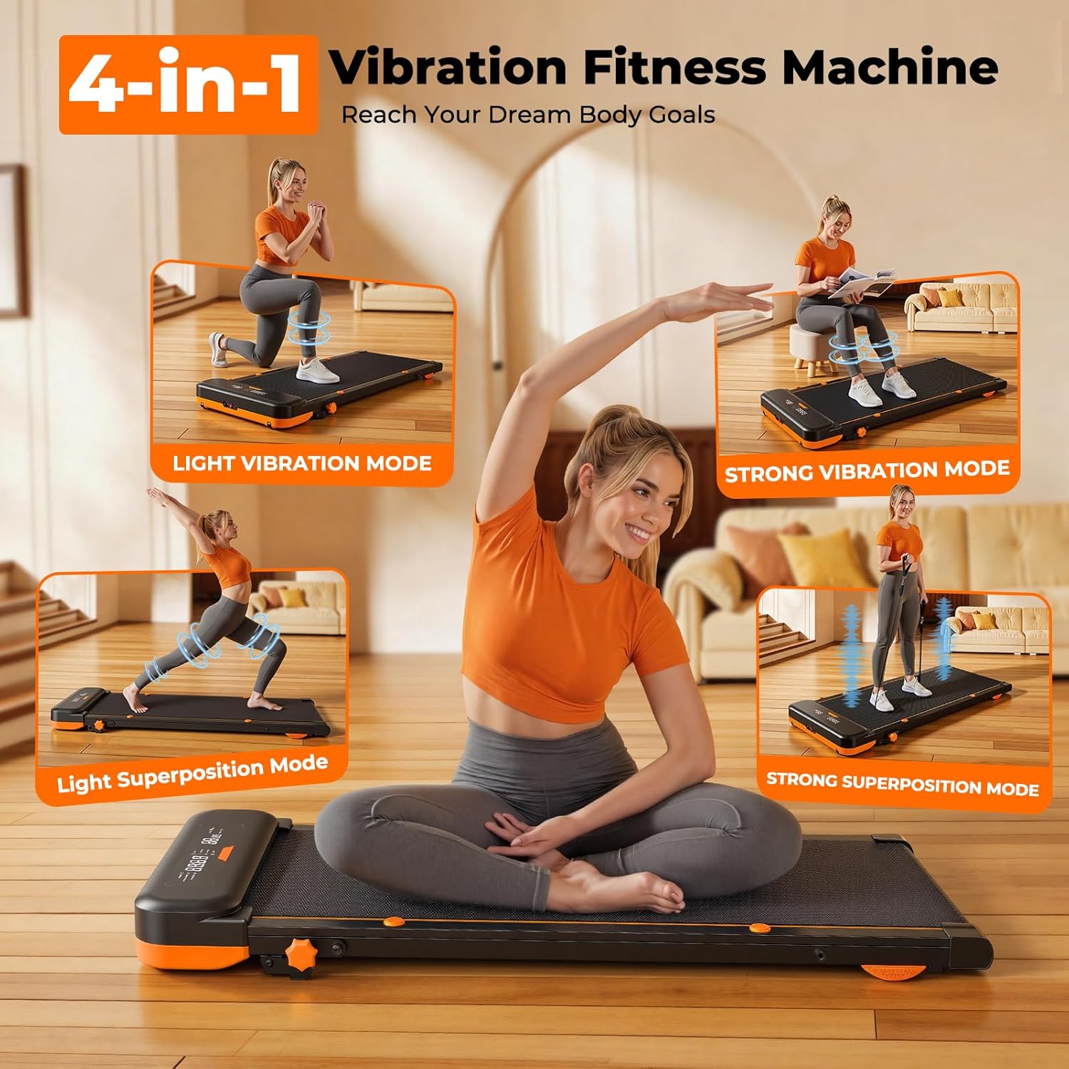 JT56 Walking Pad with Incline and Vibration, Under Desk Treadmill