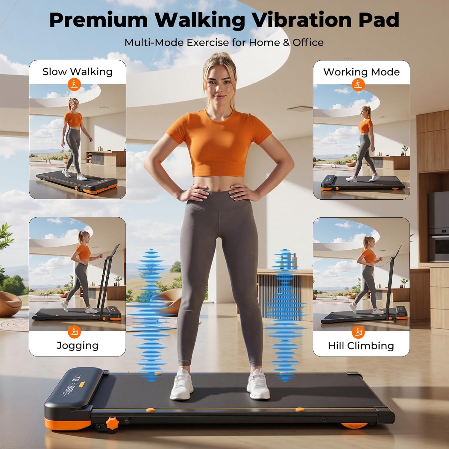 JT56 Walking Pad with Incline and Vibration, Under Desk Treadmill