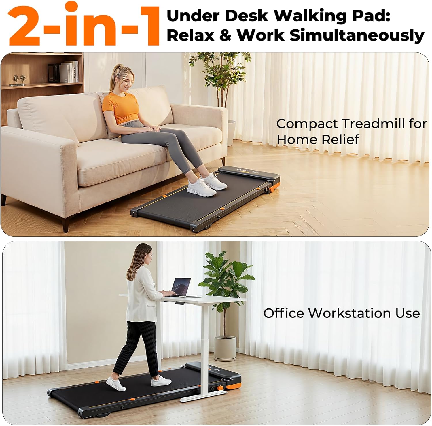JT56 Walking Pad with Incline and Vibration, Under Desk Treadmill