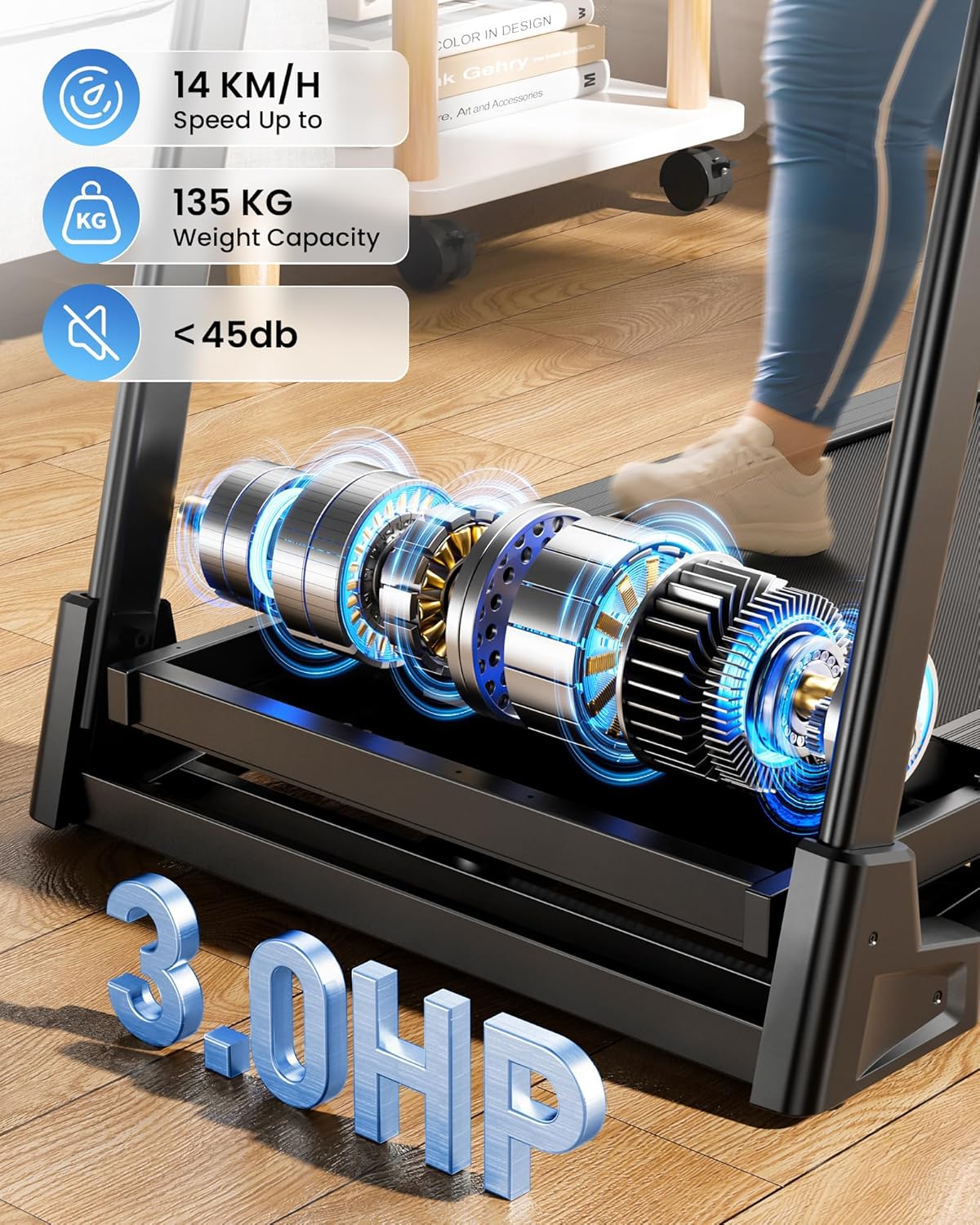 JT61 Treadmills for Home with 15% Auto Incline, Smart App Folding Treadmill