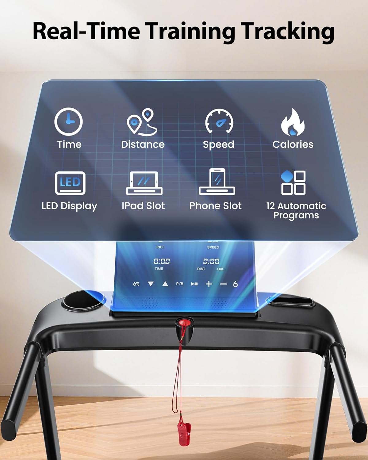 JT61 Treadmills for Home with 15% Auto Incline, Smart App Folding Treadmill