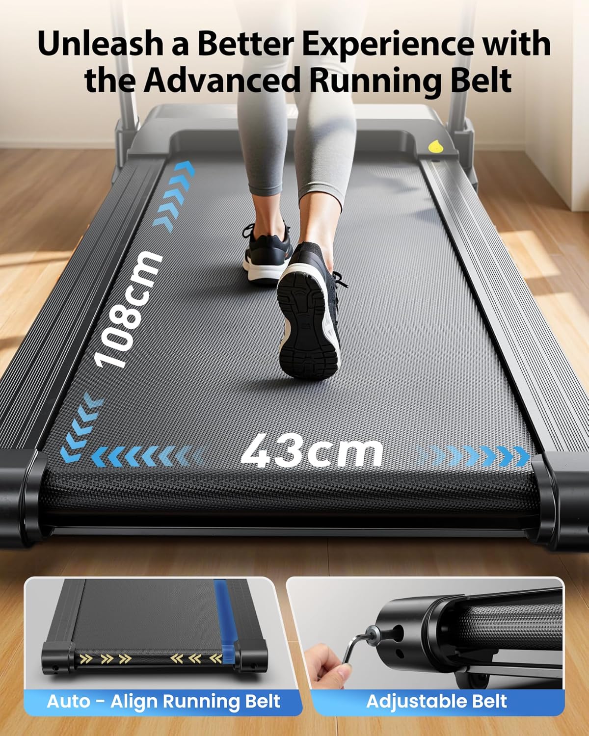JT61 Treadmills for Home with 15% Auto Incline, Smart App Folding Treadmill
