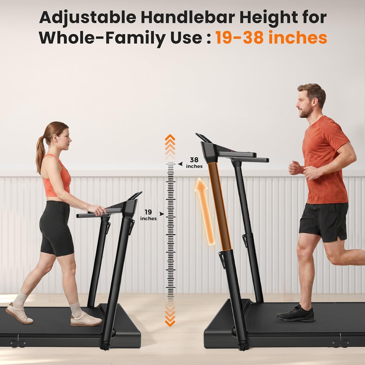 JT57 Folding Treadmill for Home, 300LB Capacity Smart Vertical Storage Machine