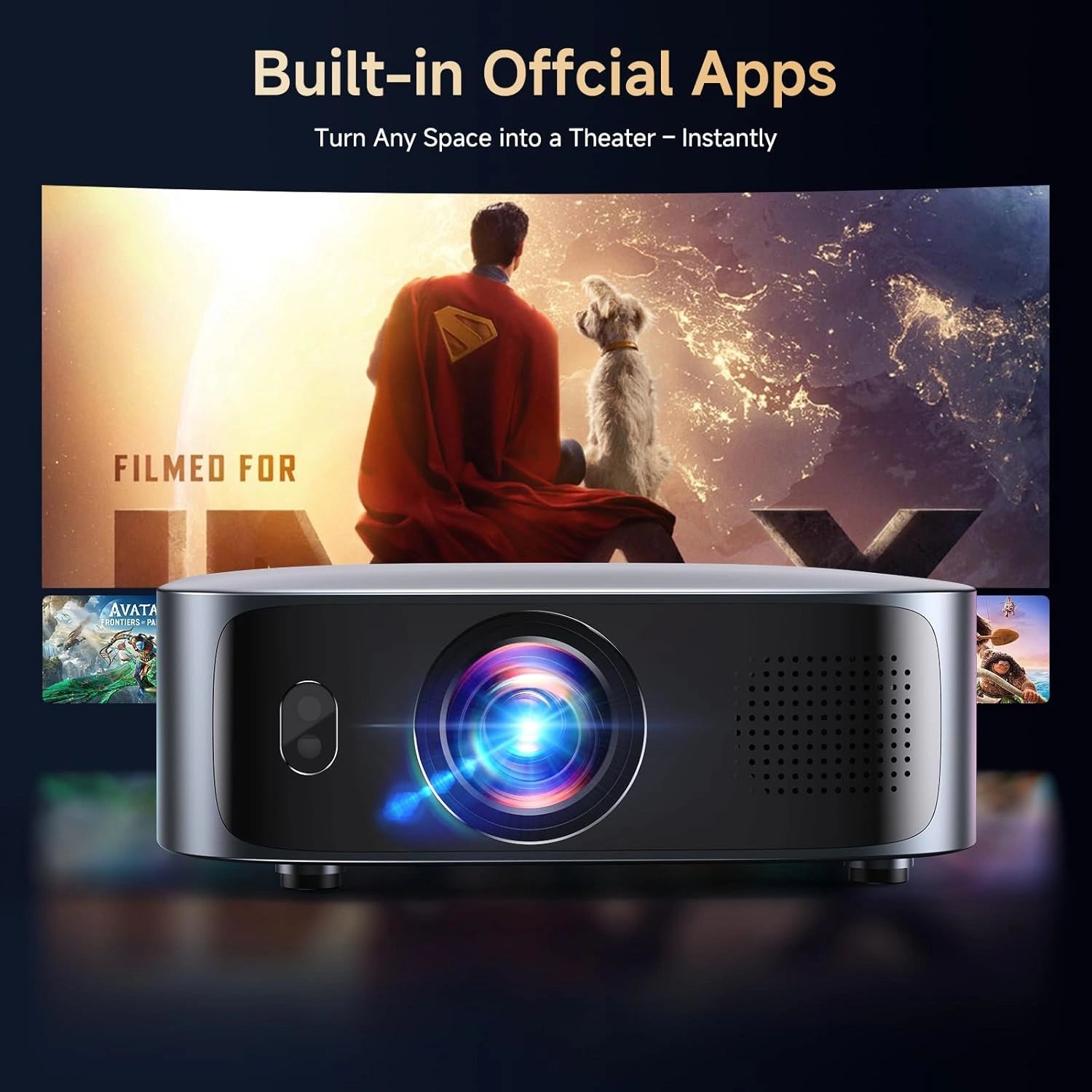 4K Short Throw Projector with 1200 ANSI Lumens and Built-in Apps